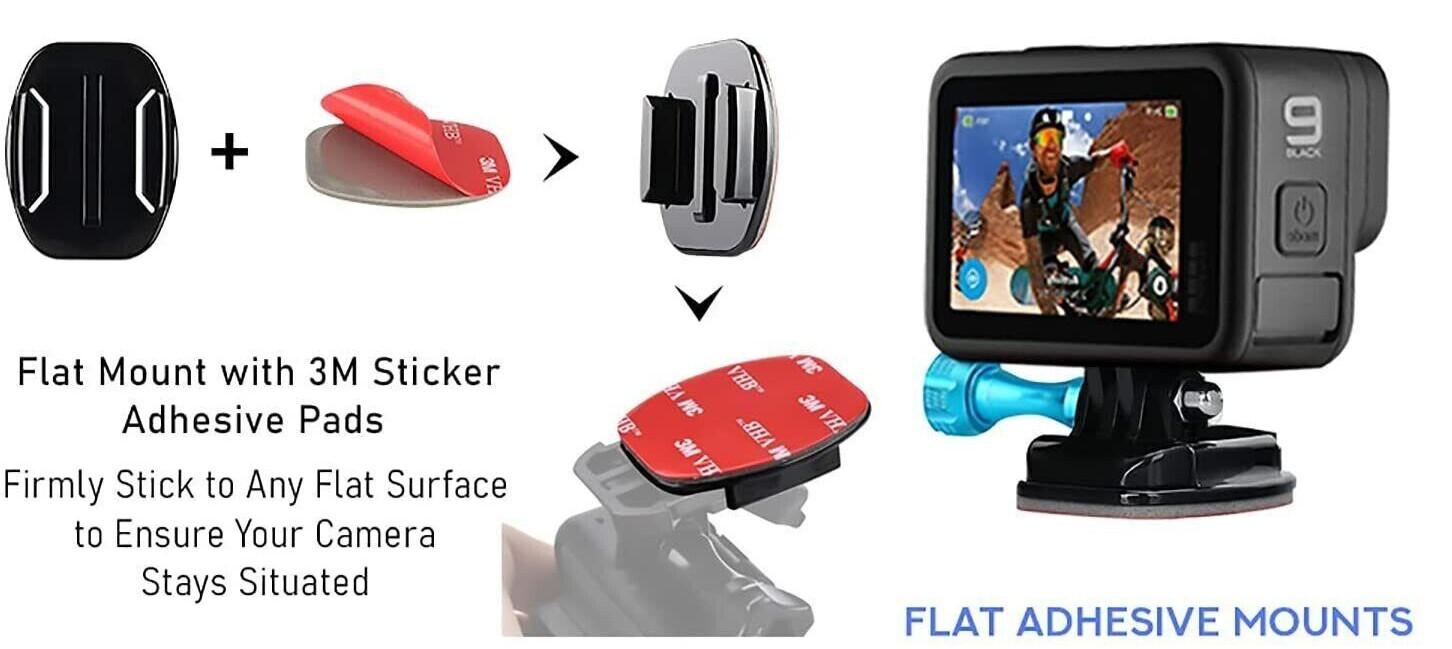 (100) Flat 3M Sticky Mounts Adhesive Pads For GoPro HERO 11/10/9/8/7 BULK DEAL