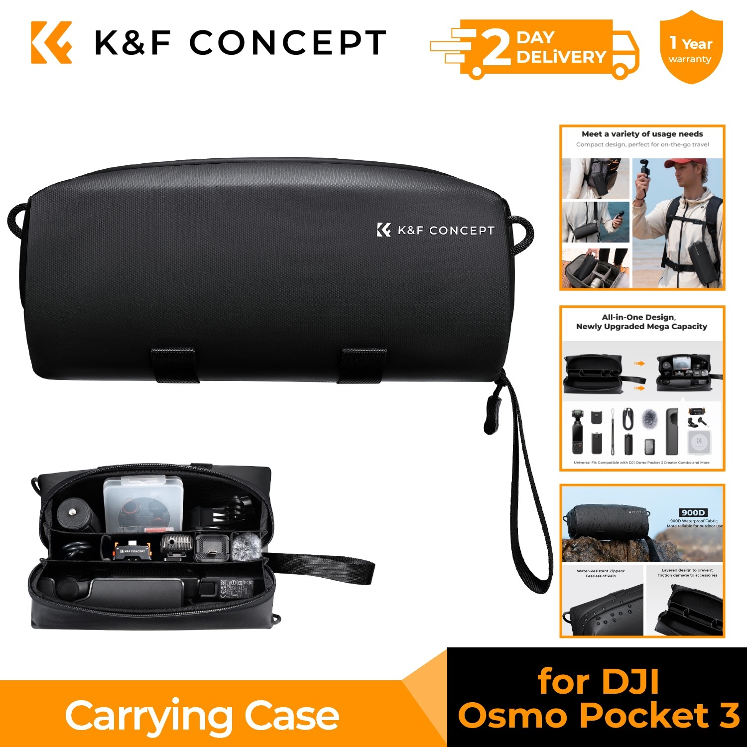 K&F Concept Carrying Case for DJI Osmo Pocket 3 Creator Combo Accessories