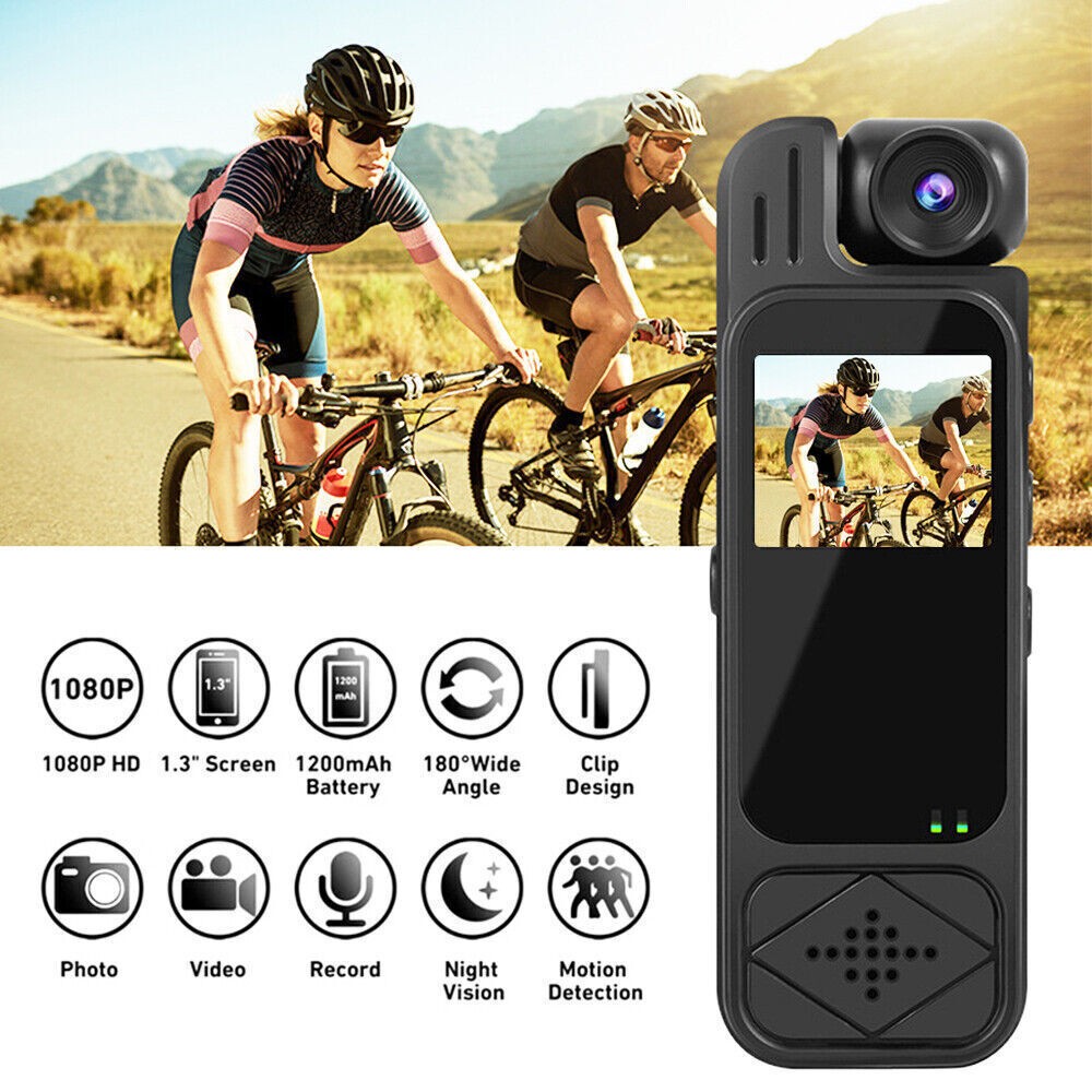 Portable 1080P HD Camcorder Mini Police Body Camera 180° Video DVR IR Night Cam