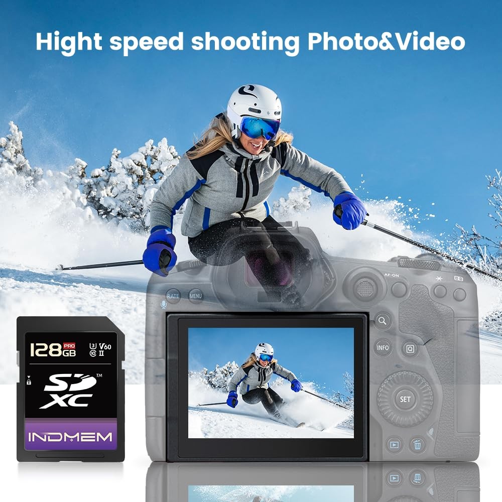 128GB SD Card UHS-II V60 U3 SDXC Memory Card, High Speed Read up to 280MB/s, V60