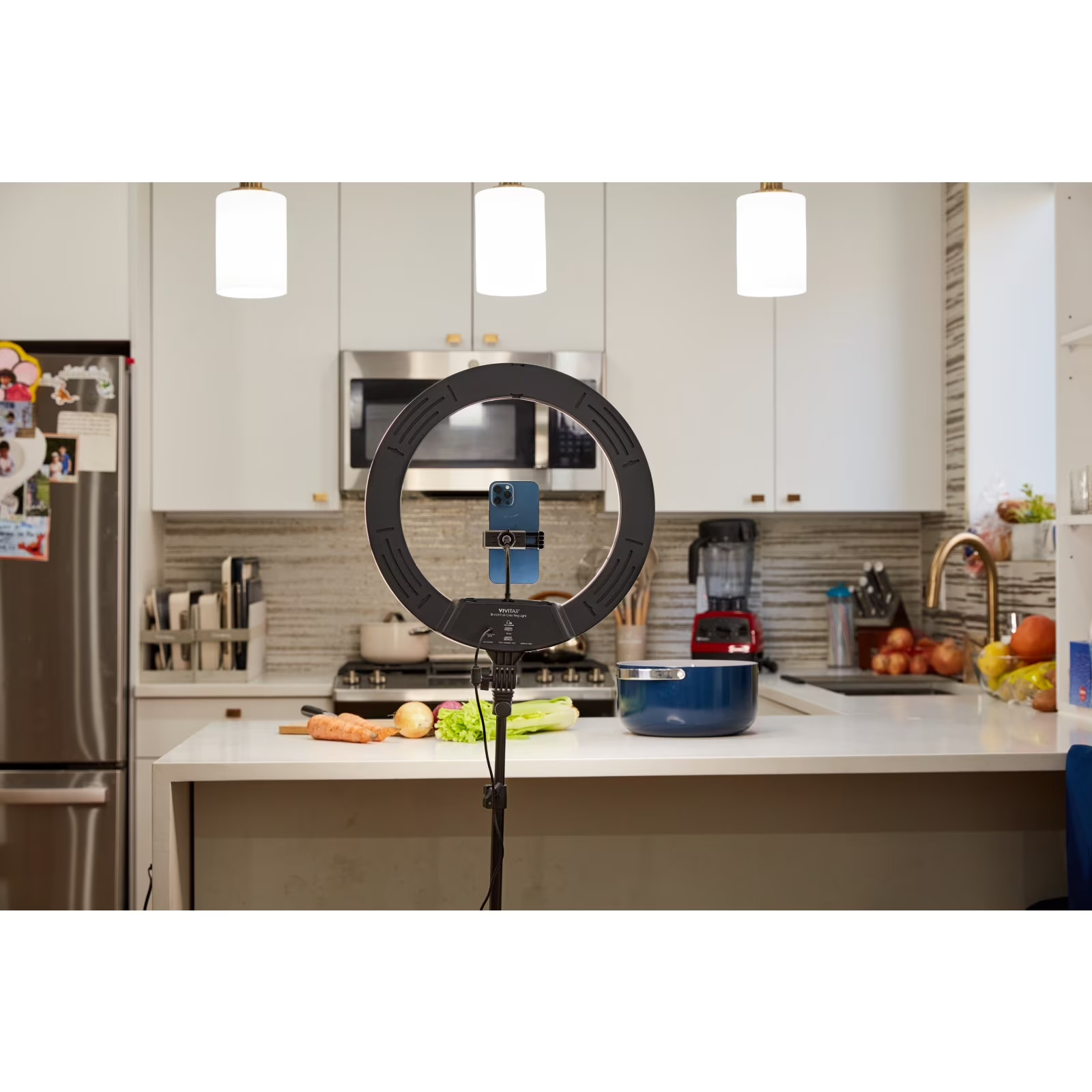 Vivitar 18″ LED RGB Ring Light with Tripod, Phone Holder USB Charging Ports