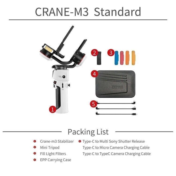 Zhiyun Crane-M3 3-Axis Handheld Gimbal Stabilizer Smartphone Action Cameras DSLR
