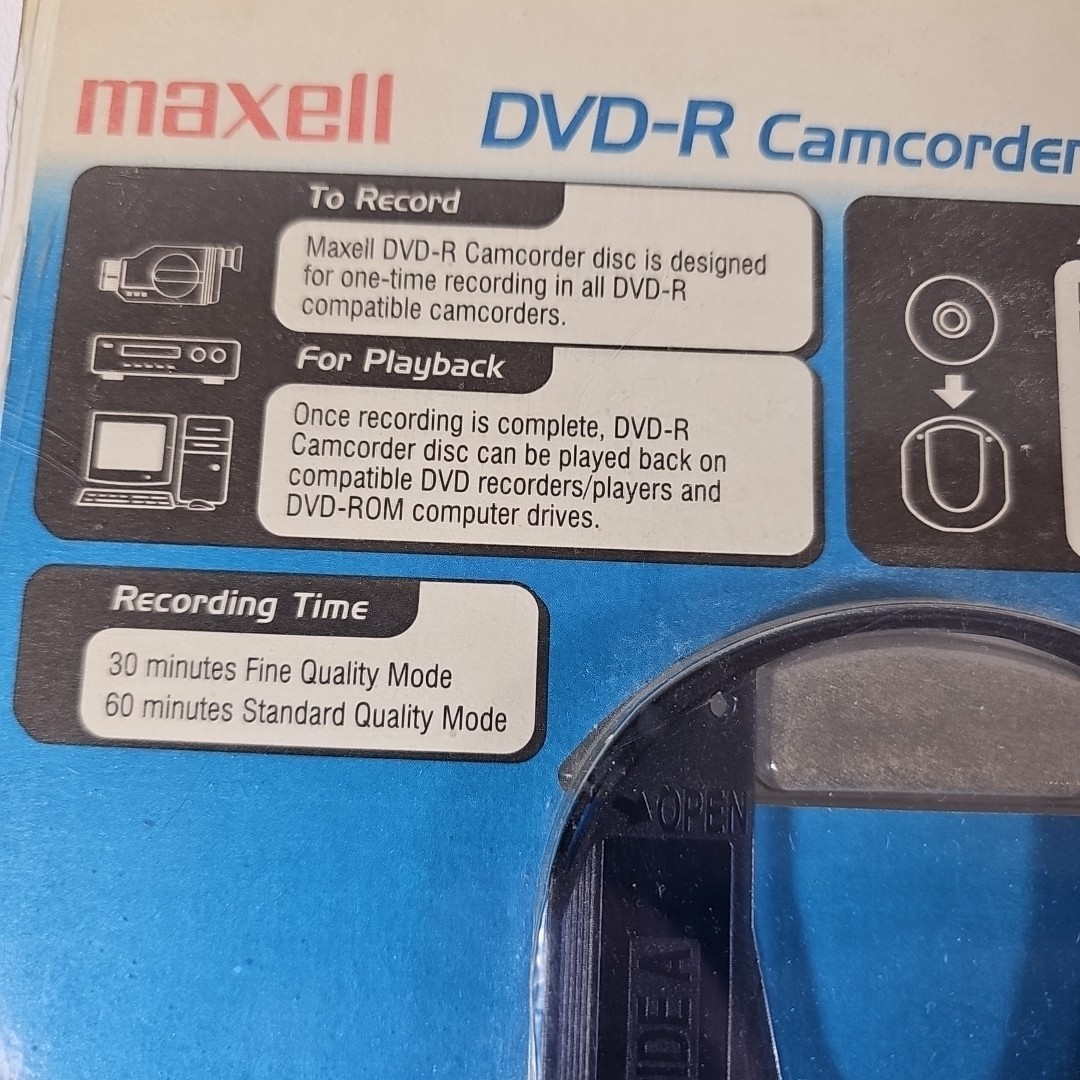 Maxell DVD-R Camcorder Discs 30min 1.4GB w/ Adapter Open Box Qty 10