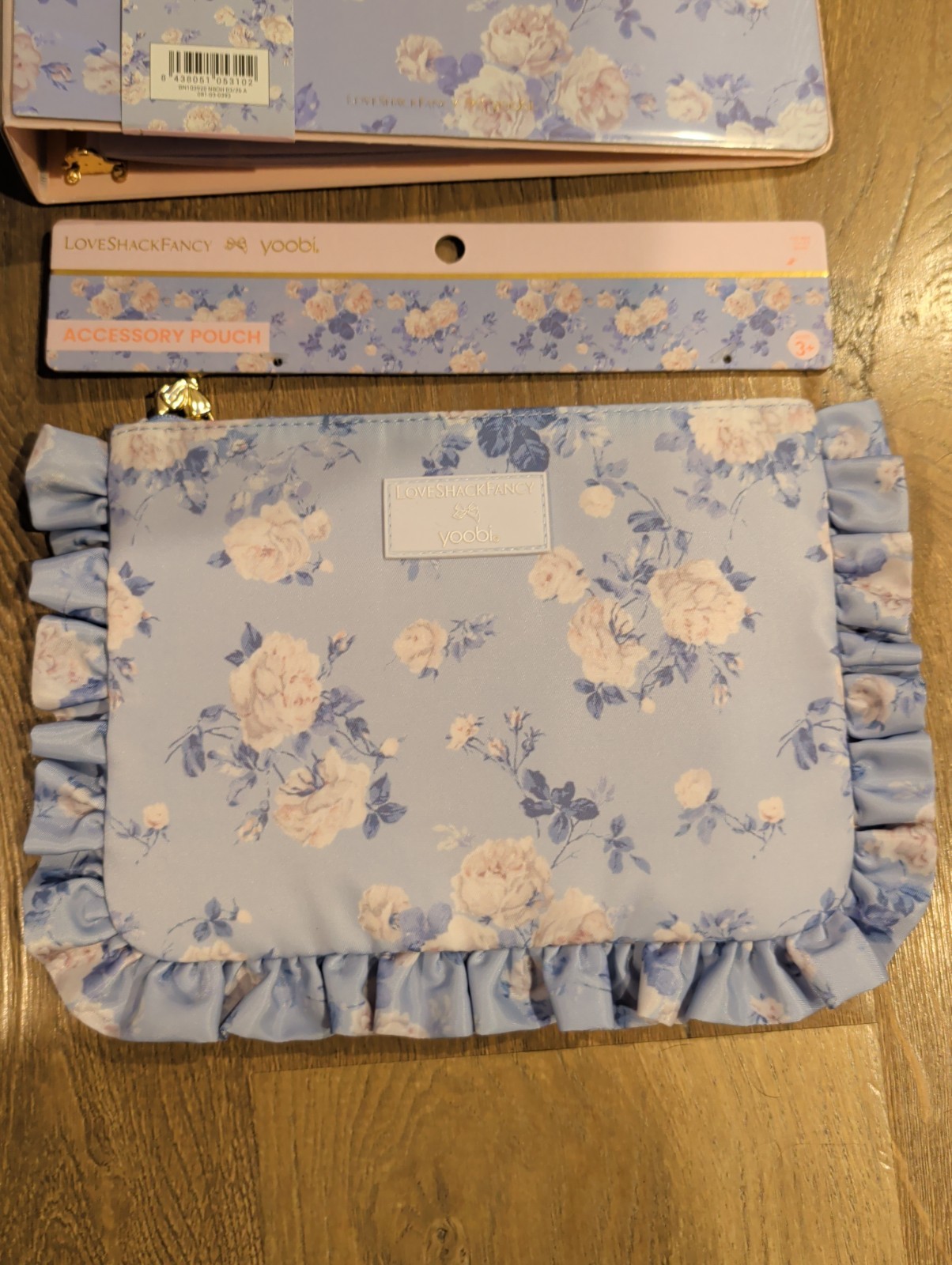 Love Shack Fancy 1″ D-Ring Ring Binder Blue/White Floral Album With Pencil Case