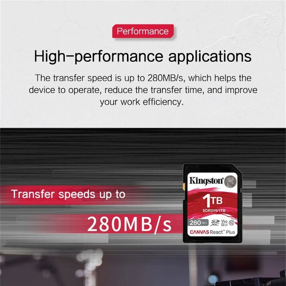 Kingston Canvas React Plus 128GB 256GB 512GB 1TB UHS-II V60 U3 SD Memory Card