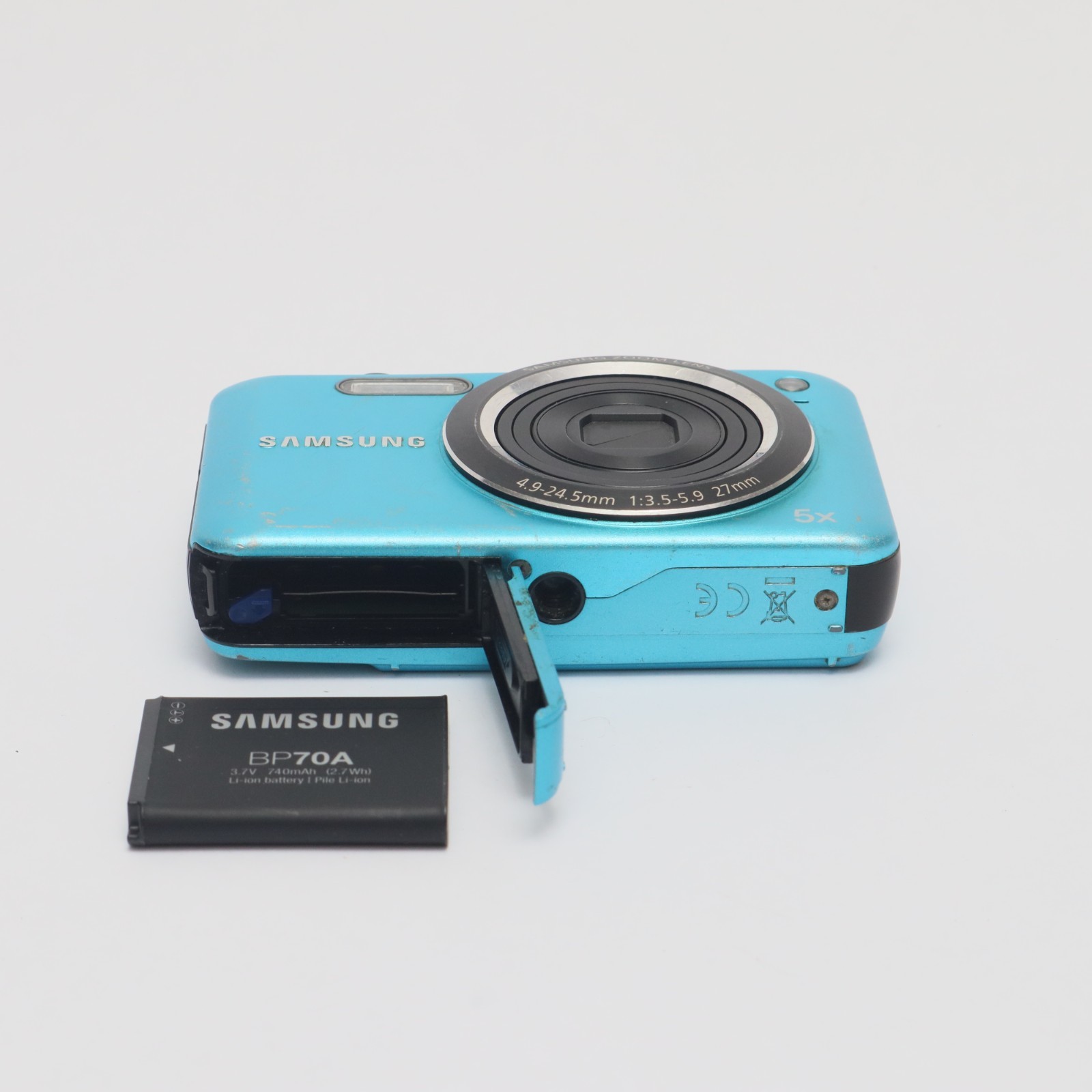 Samsung SL605 12.2MP Compact Digital Camera Blue W/ Battery Only. TESTED WORKS