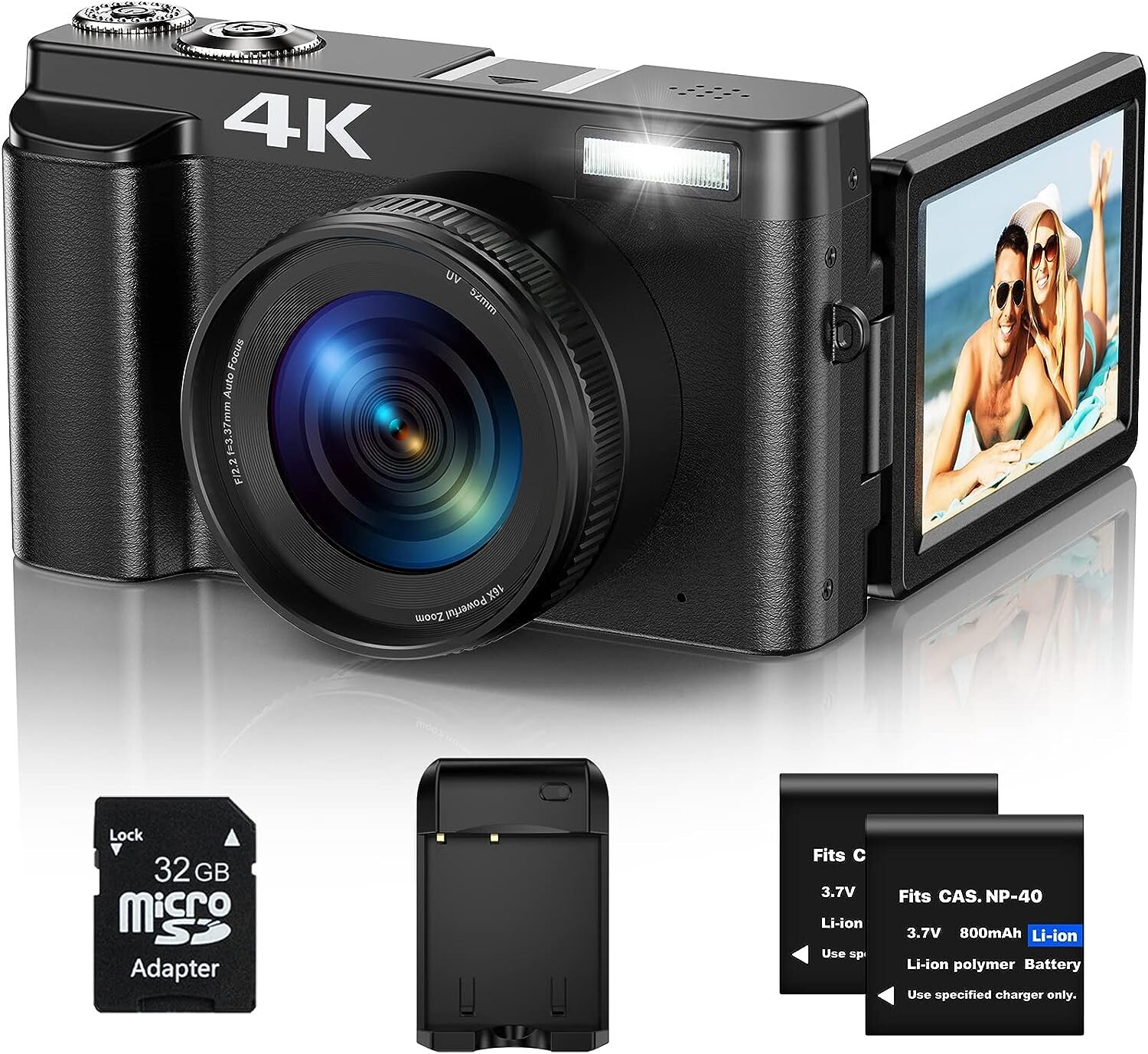 Digital Camera 48MP 60FPS Video HDMI Photo 16x Zoom w/32G SD Vlogging Youtube 4K