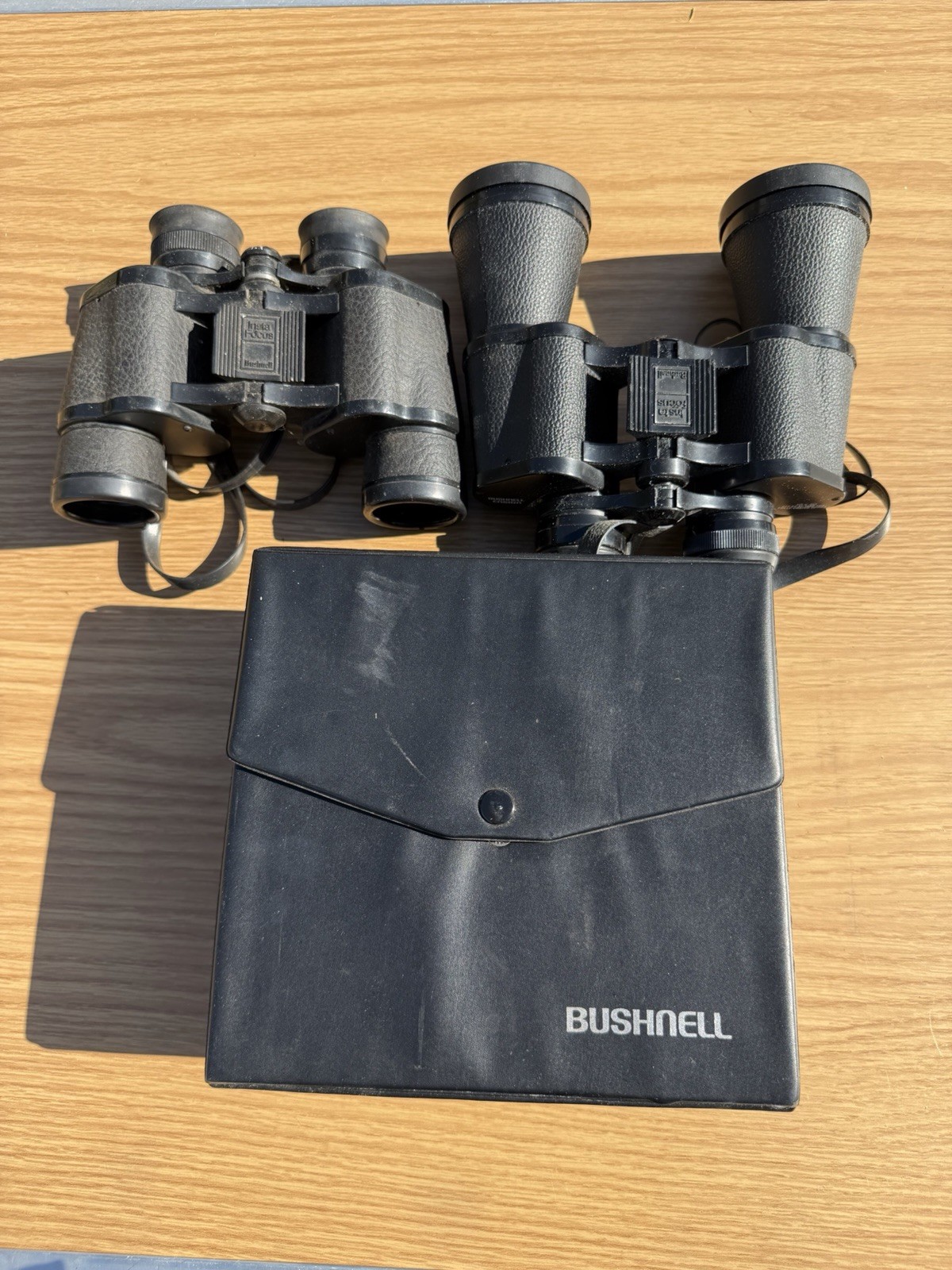 2 Binoculars Bushnell 7×35 Ensign Wide Angle & Bushnell 10×50 Insta-Focus W/Case