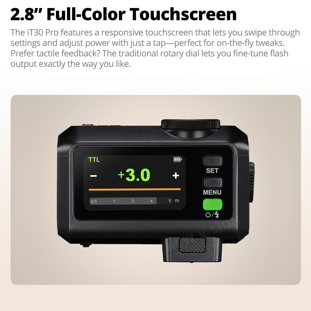 USA Godox iT30Pro iT30 Pro C/N/S2.8″ Touchscreen Pocket Flash TTL Auto-Exposure