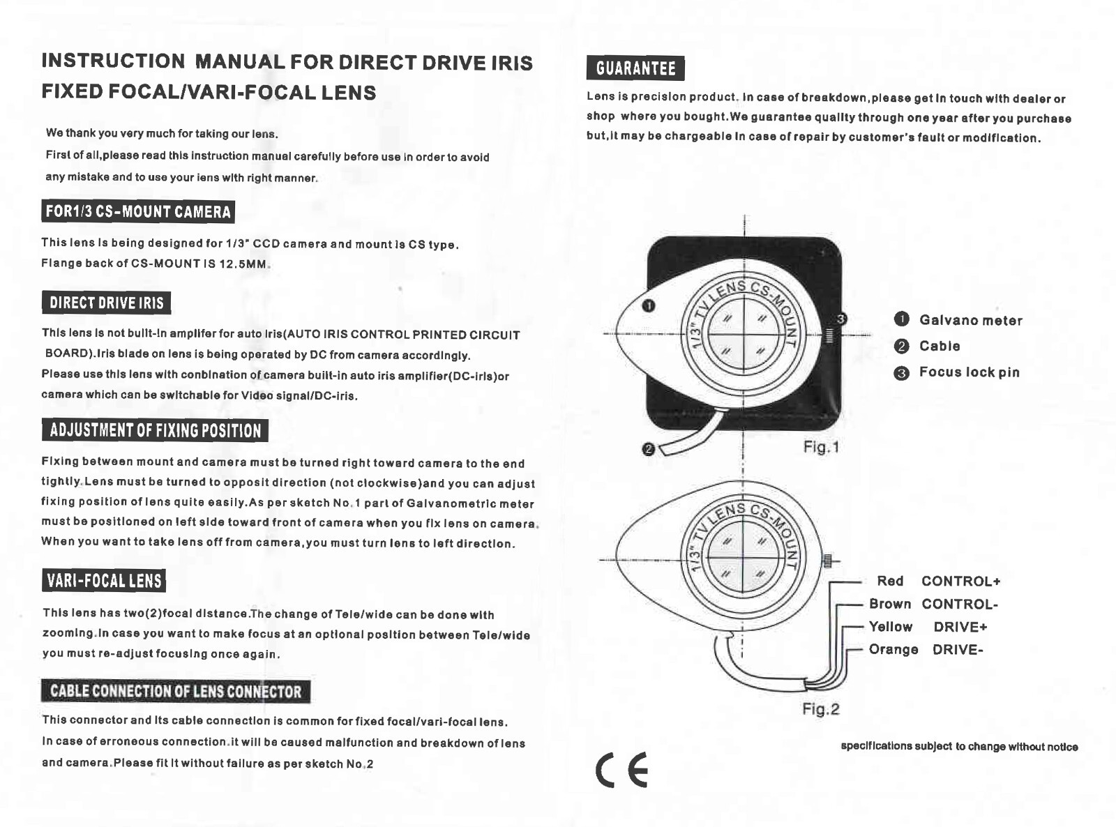 InstallerCCTV 5-100mm F1.6 CCTV Lens CS Mount Vari-Focl Zoom Local IR 1/3”
