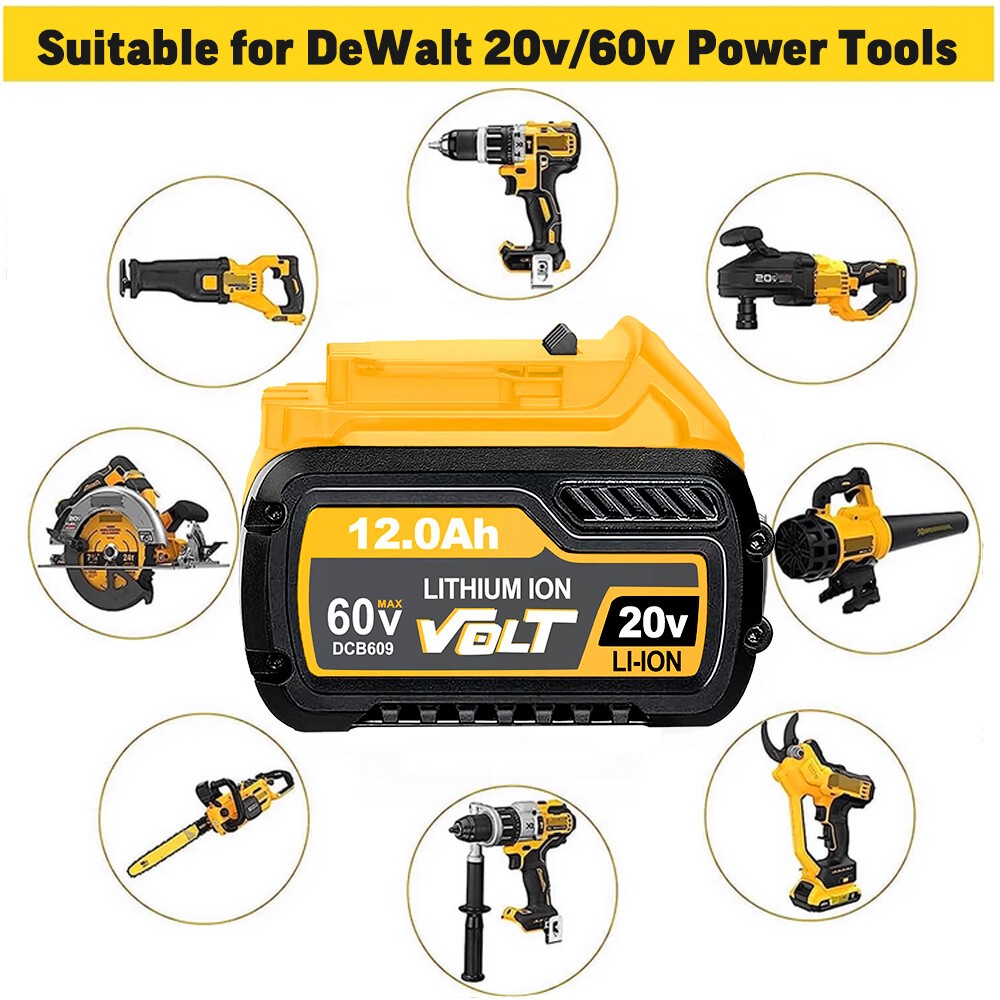 12.0Ah For DEWALT FLEXVOLT DCB609 20V/60V MAX Lithium-lon Battery DCB606 DCB612
