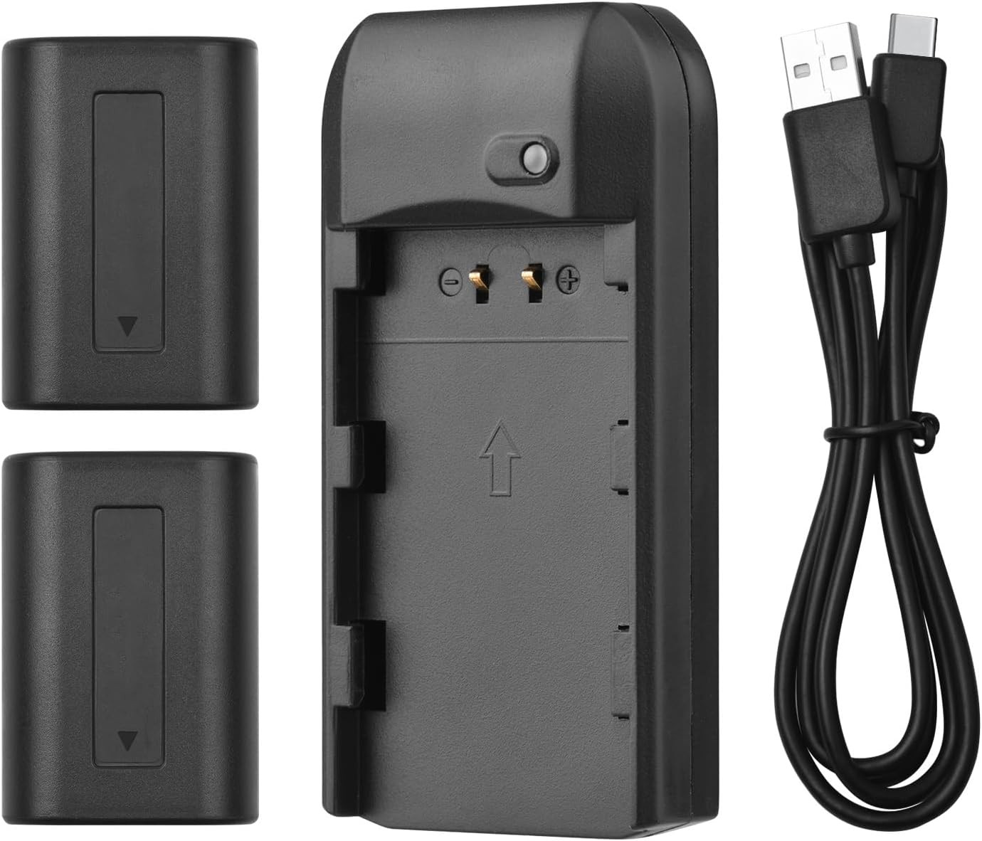 NP-FV5 Battery Charger with LED Indicator Light + 2 NP-FV5 plus Batteries 3.7V 1
