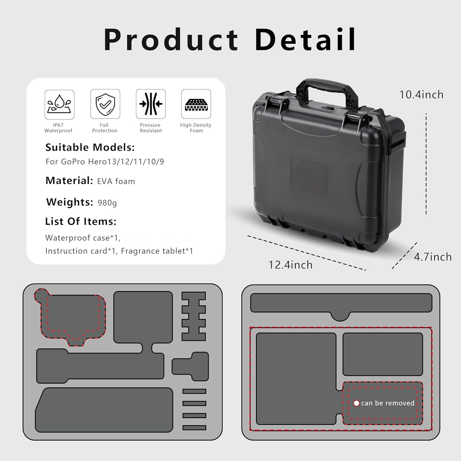 Hard Case Organizer Travel Storage Carrying Case For Gopro Hero 13/12/11/10/9/8
