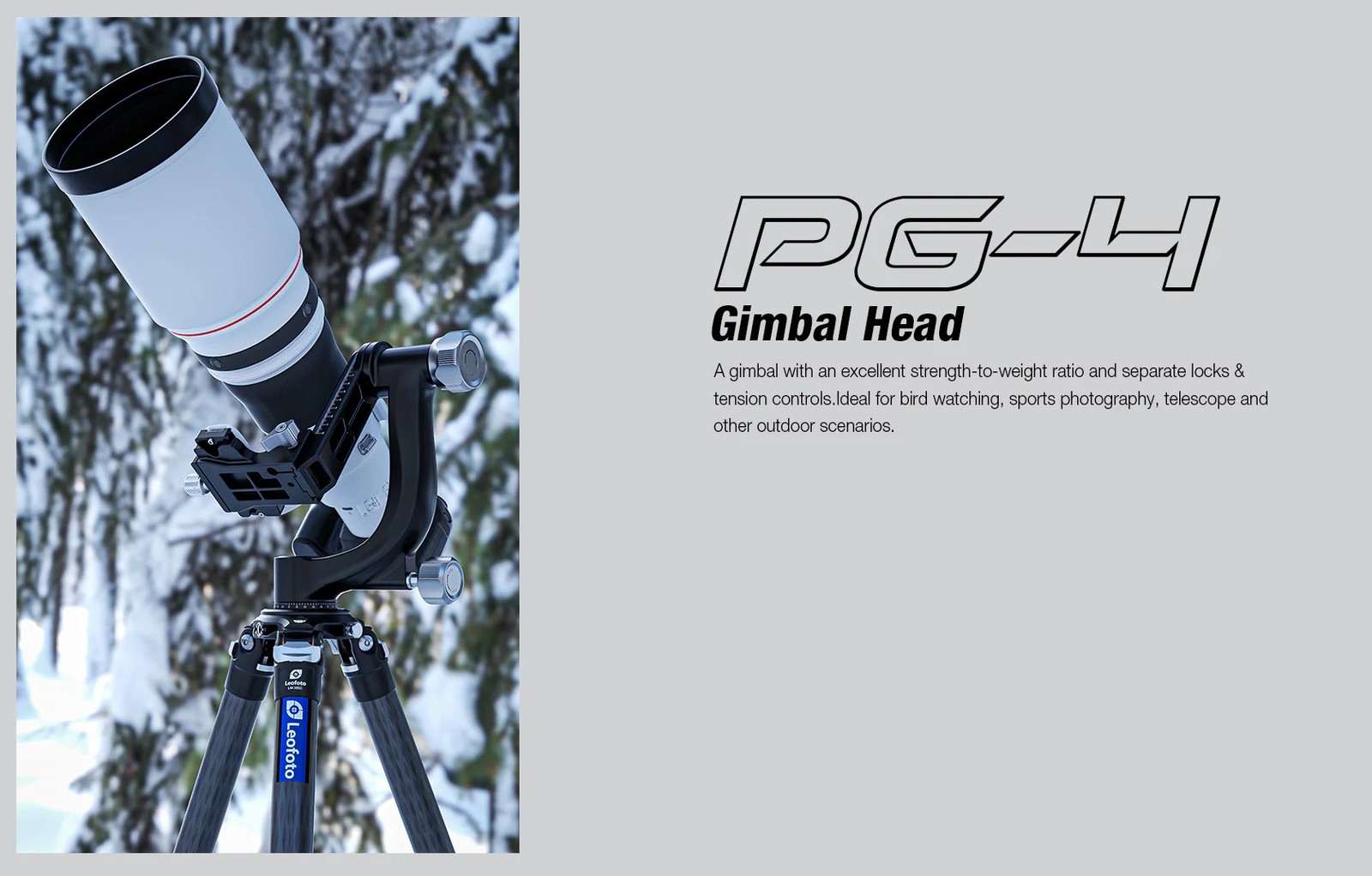 Leofoto PG-4 Heavy-Duty Gimbal Head Tripod Head for shooting