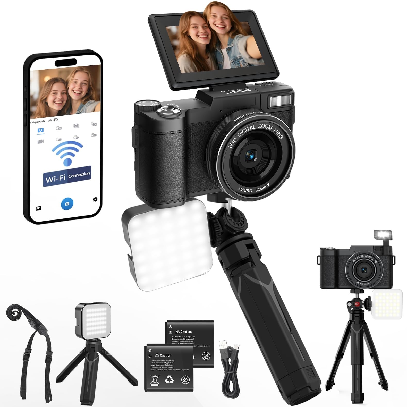5K Vlogging Camera with WiFi 64MP 4K Digital Camera for Photography Vlog Came…
