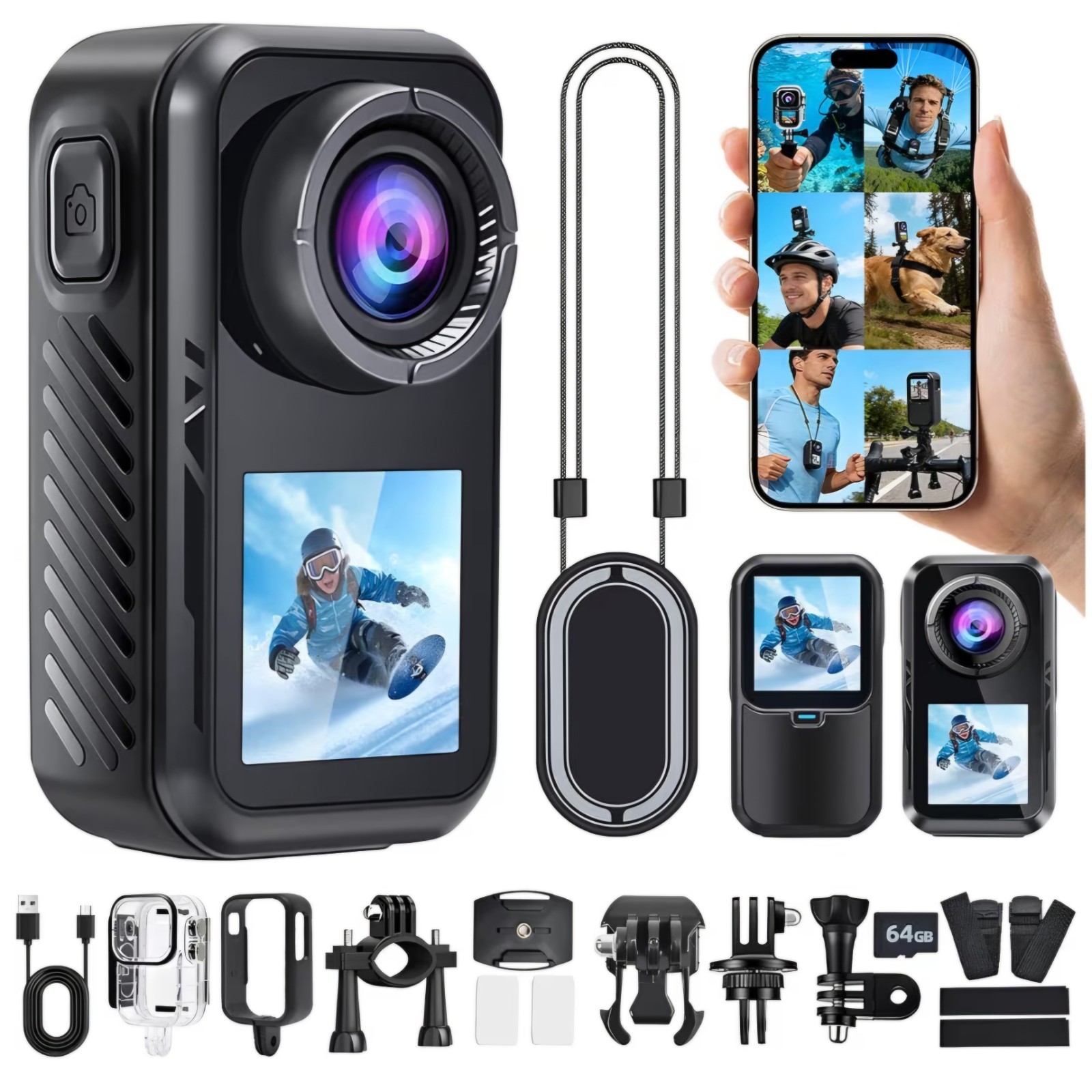4k 60FPS Mini Body Camera,New Upgrade Action Camera With Wifi,High-Definition Im