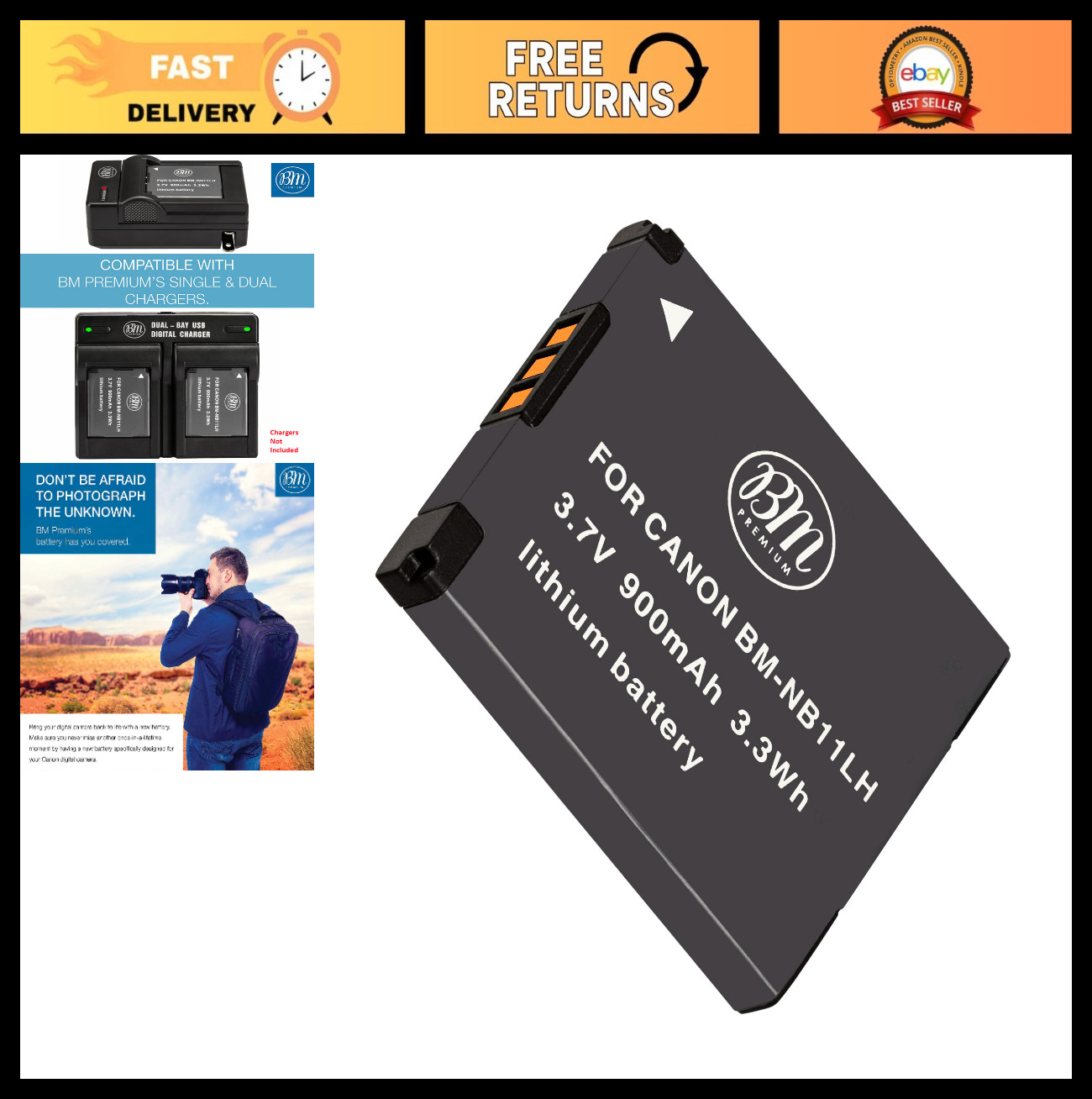 Rechargeable NB-11LH Battery for Canon PowerShot Elph & SX Series Cameras