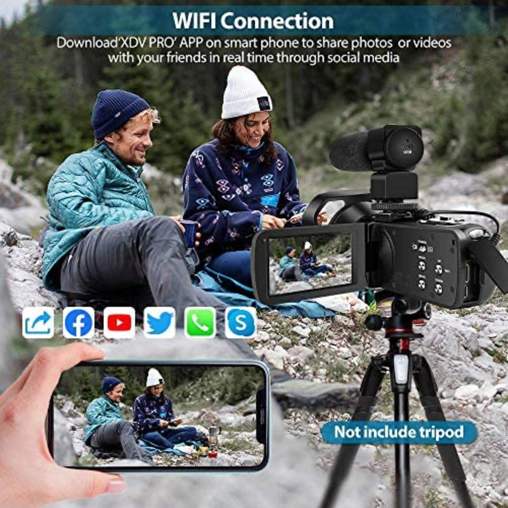 Video Camera Camcorder 4K WiFi 48MP Vlogging Camera for YouTube with Microphone