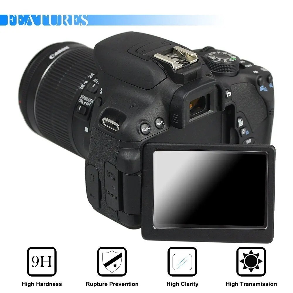 2PC Tempered Glass Canon EOS 4000D-6D 7D R3-R7 M-M200 Series SX740 1DX R10 R100