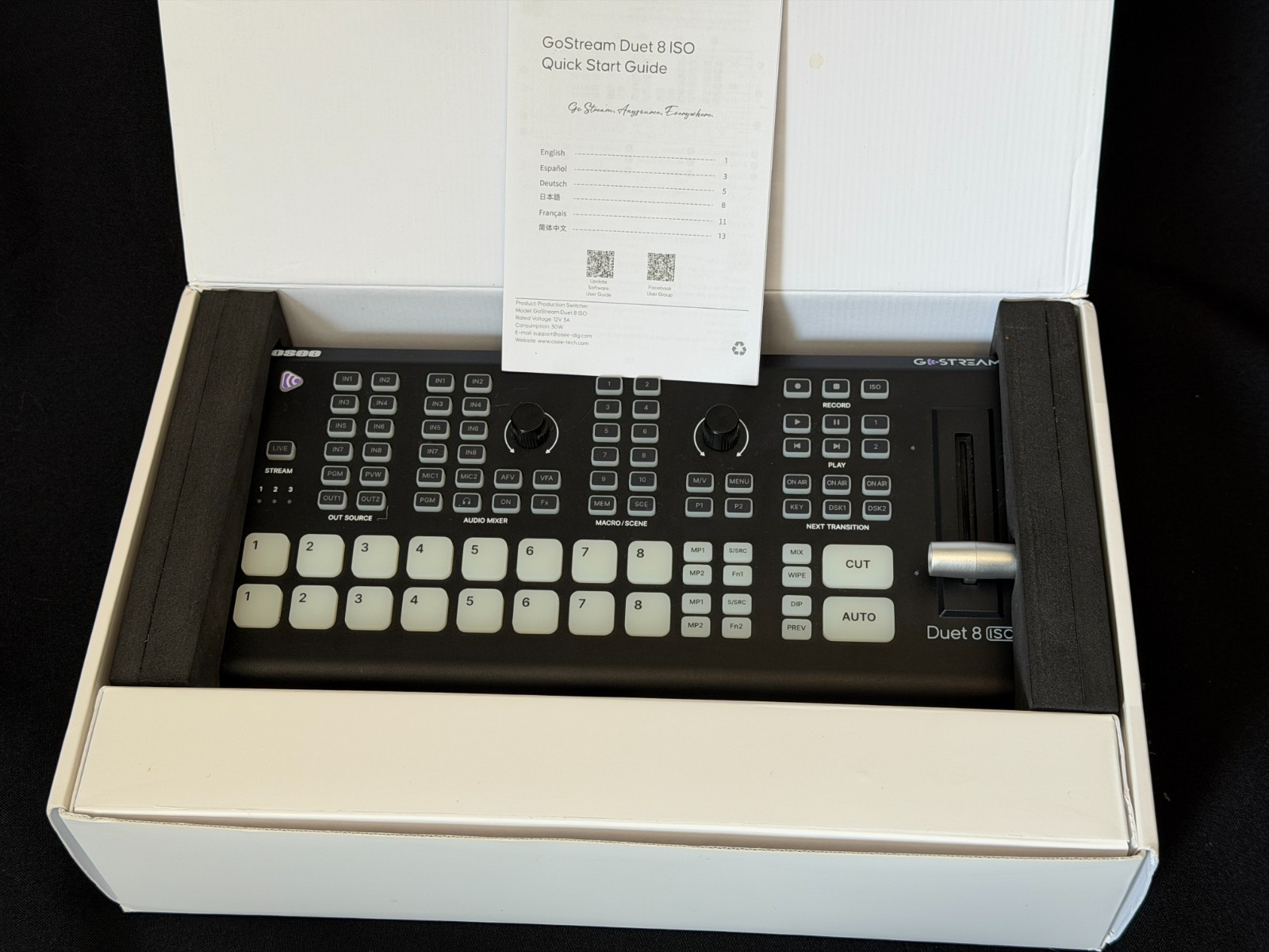 OSEE GoStream Duet 8 ISO Recording 8-CH Video Switcher Control Panel 4xHDMI-SDI