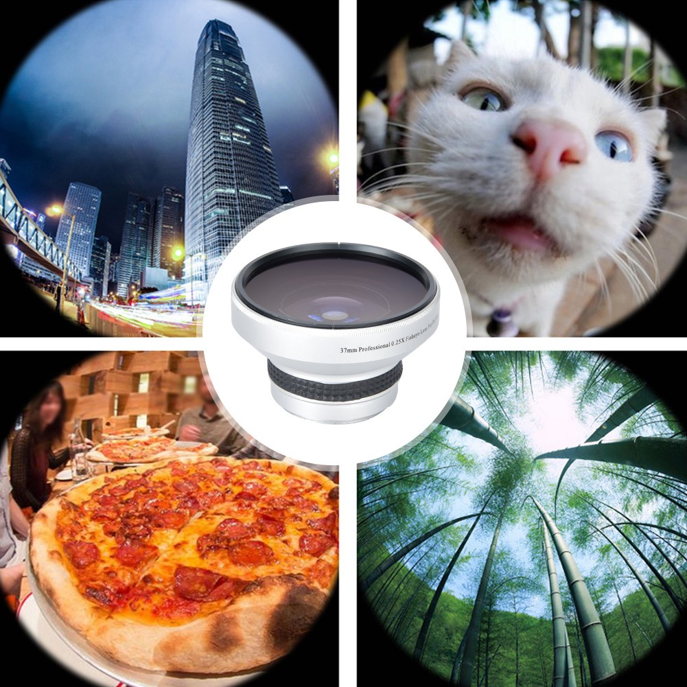 Silver Strong Applicability 37mm 0.25X Super Fisheye Additional Lens For 37mm