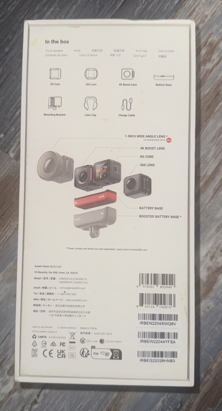 Insta360 One RS Twin Edition Interchangeable Lens Action Camera Box Only