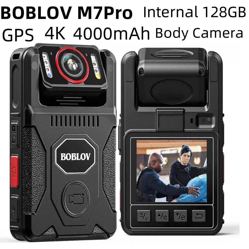 BOBLOV M7Pro 4K GPS Body Worn Camera 128GB Body Mounted Camera with Night Vision