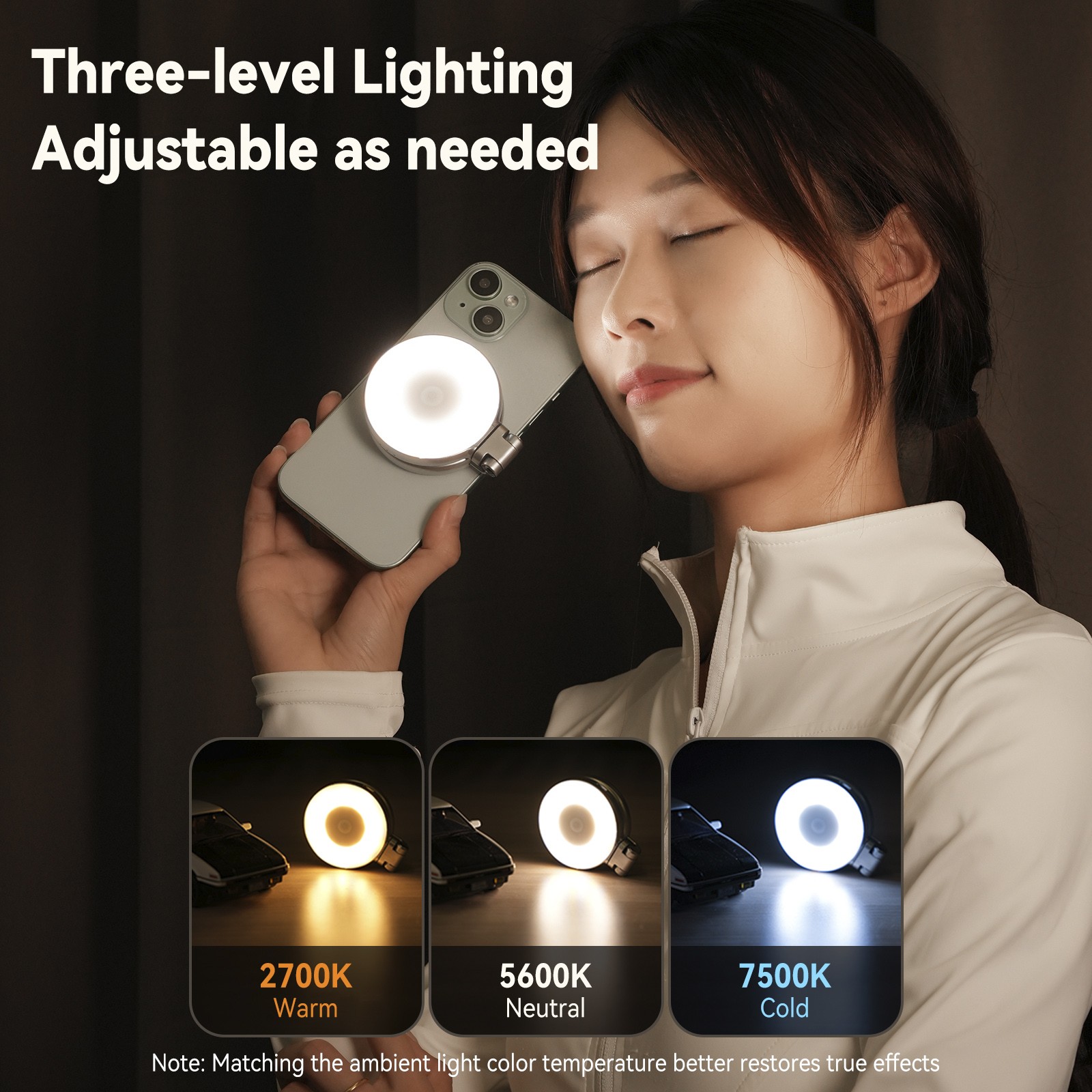 Mini Mobile Phone Magnetic Beauty Fill Light 3 Color Temperature Pocket Light A6