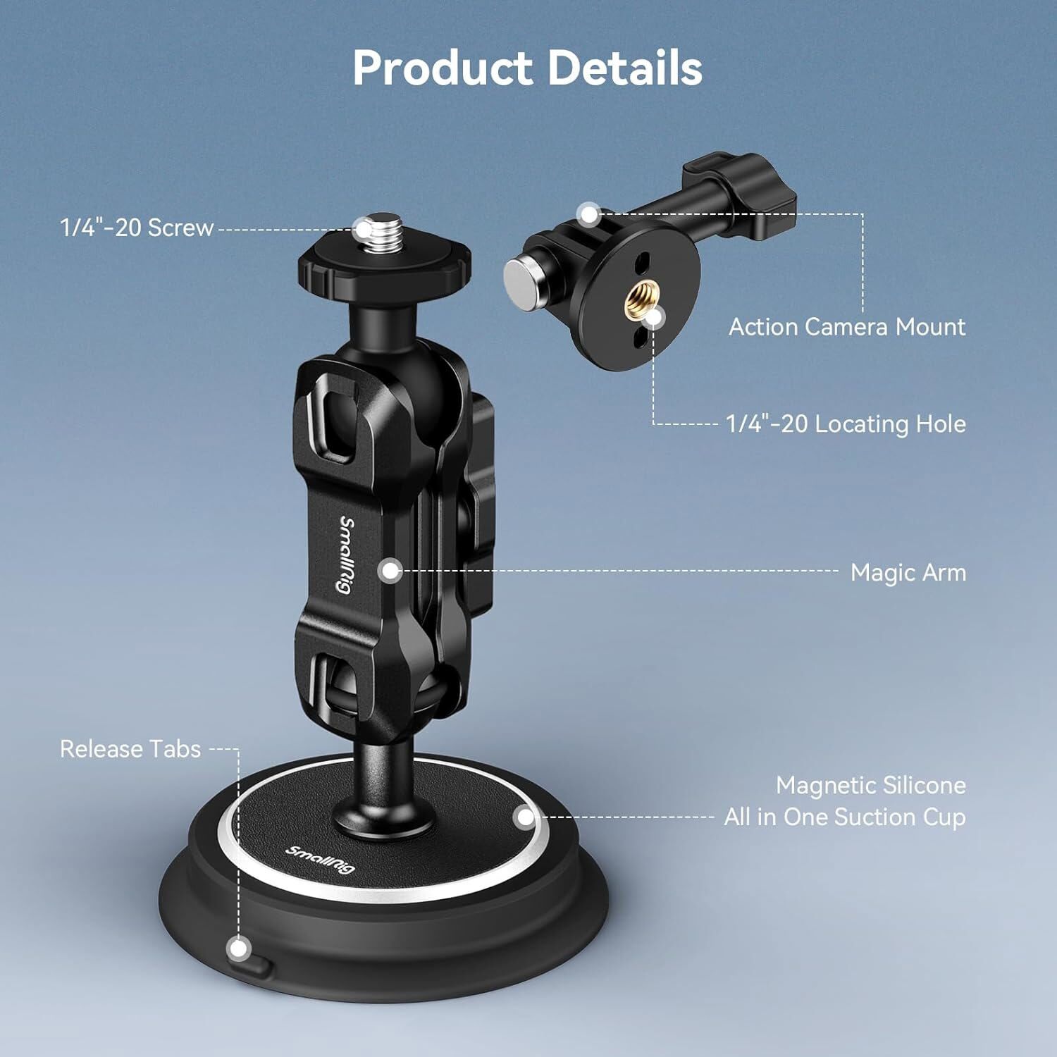 SmallRig Suction Cup Car Mount for Gopro for Insta360 for DJI Action 4 for Phone