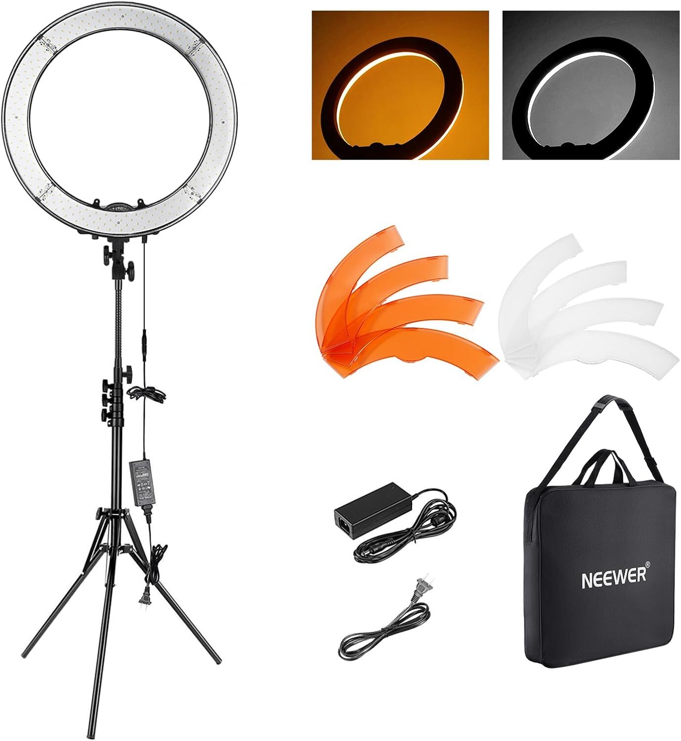 NEEWER 18″ Ring Light with Stand, 55W 5600K Large LED Ringlight with Holder