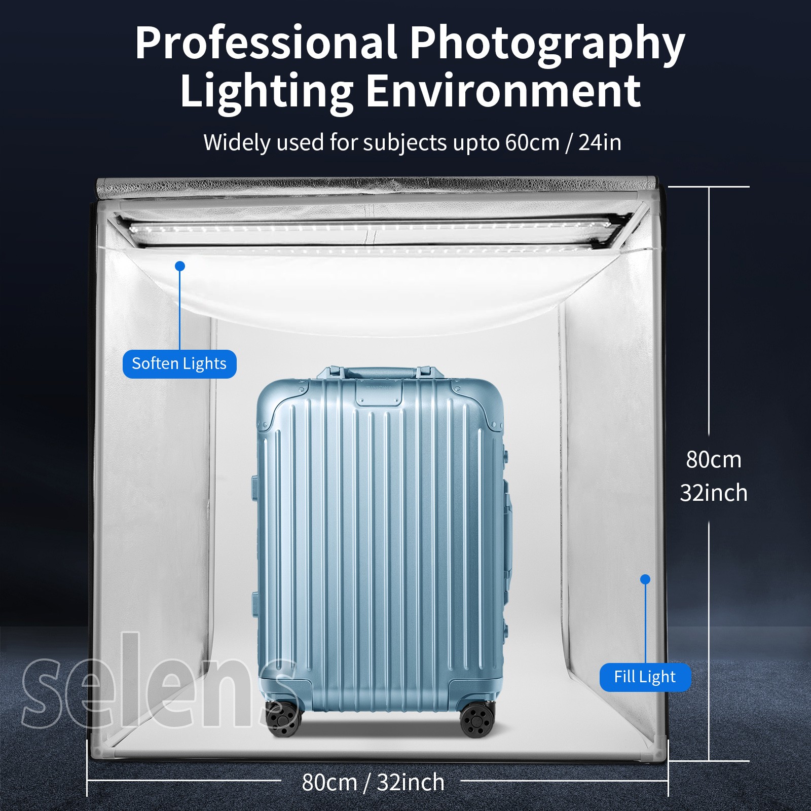32″ Large Portable LED Light Box Tent Dimmable Photography Kit Studio Photo
