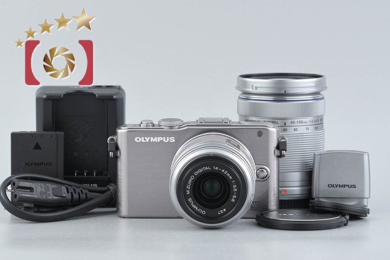 “Shutter count 2,861” Olympus PEN Lite E-PL3 Silver 12.3 MP 14-42 40-150 Lenses