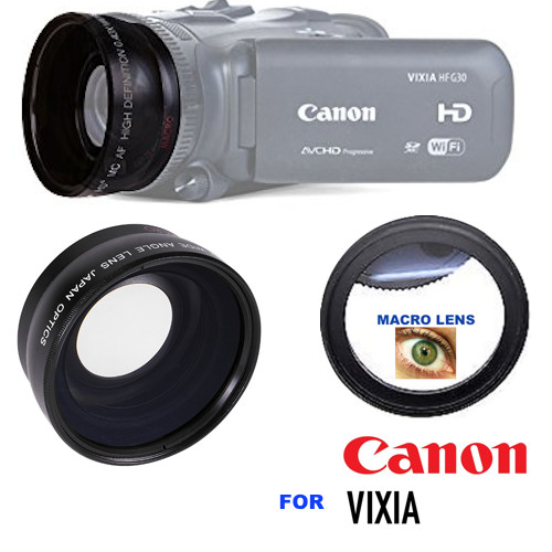 PRO HD WIDE ANGLE LENS + MACRO ATTACHMENT + LENS HOOD FOR CANON VIXIA HF-R800