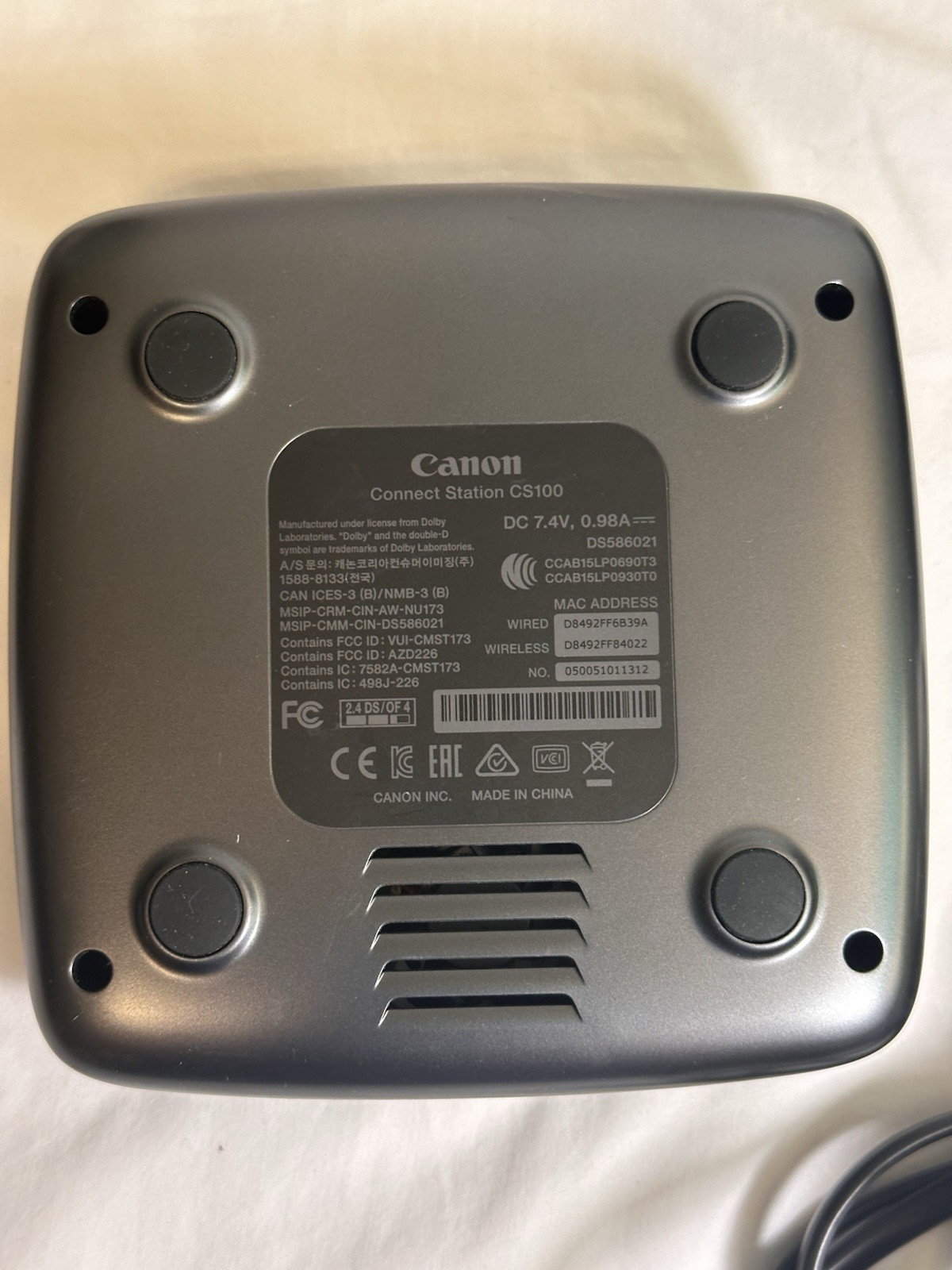 Canon Connect Station CS100 Media Storage Hub NFC Wi-Fi SD CF w/ Power Adapter