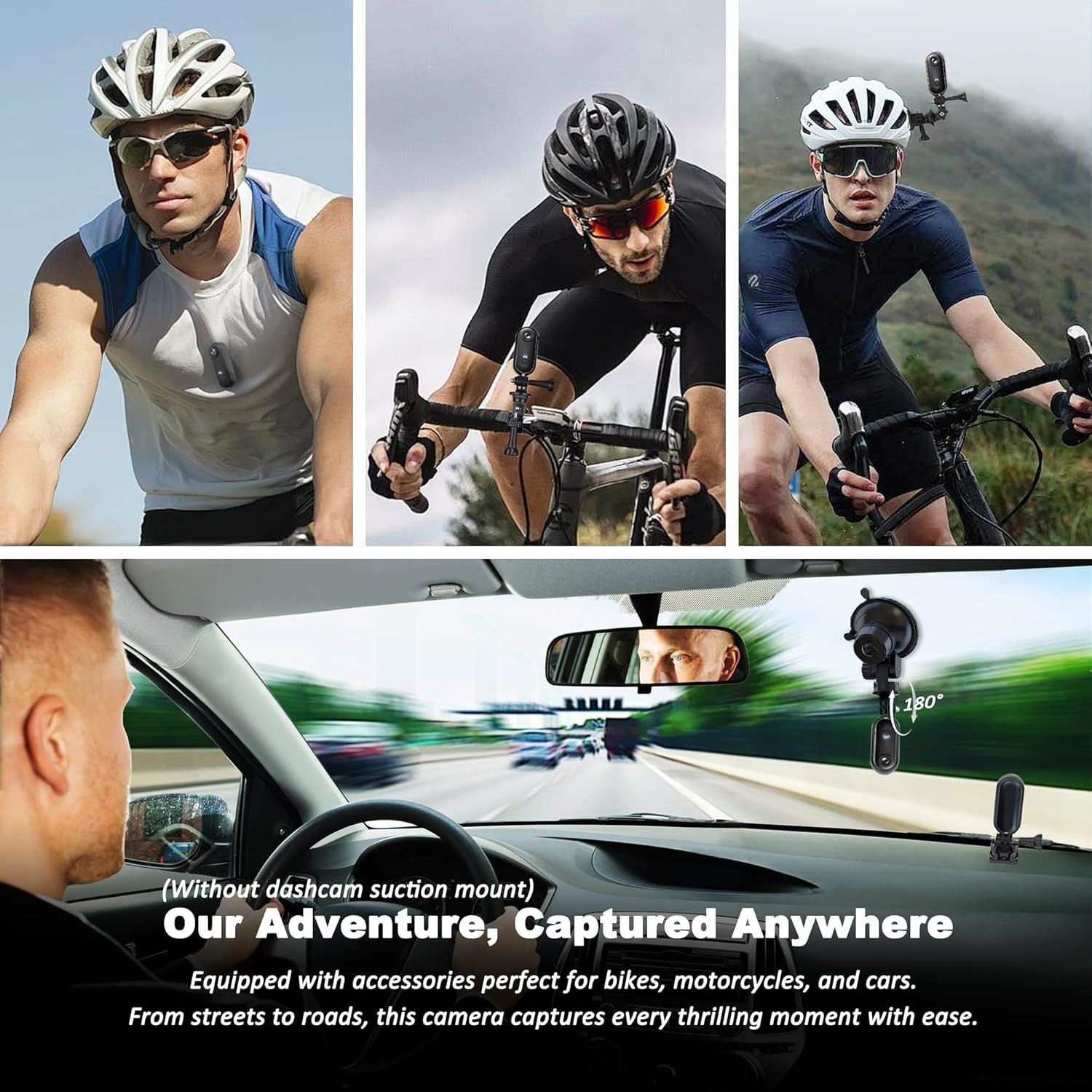 4K Helmet Action Camera 64GB WiFi Waterproof Body Cam for Motorcycle Vlogging