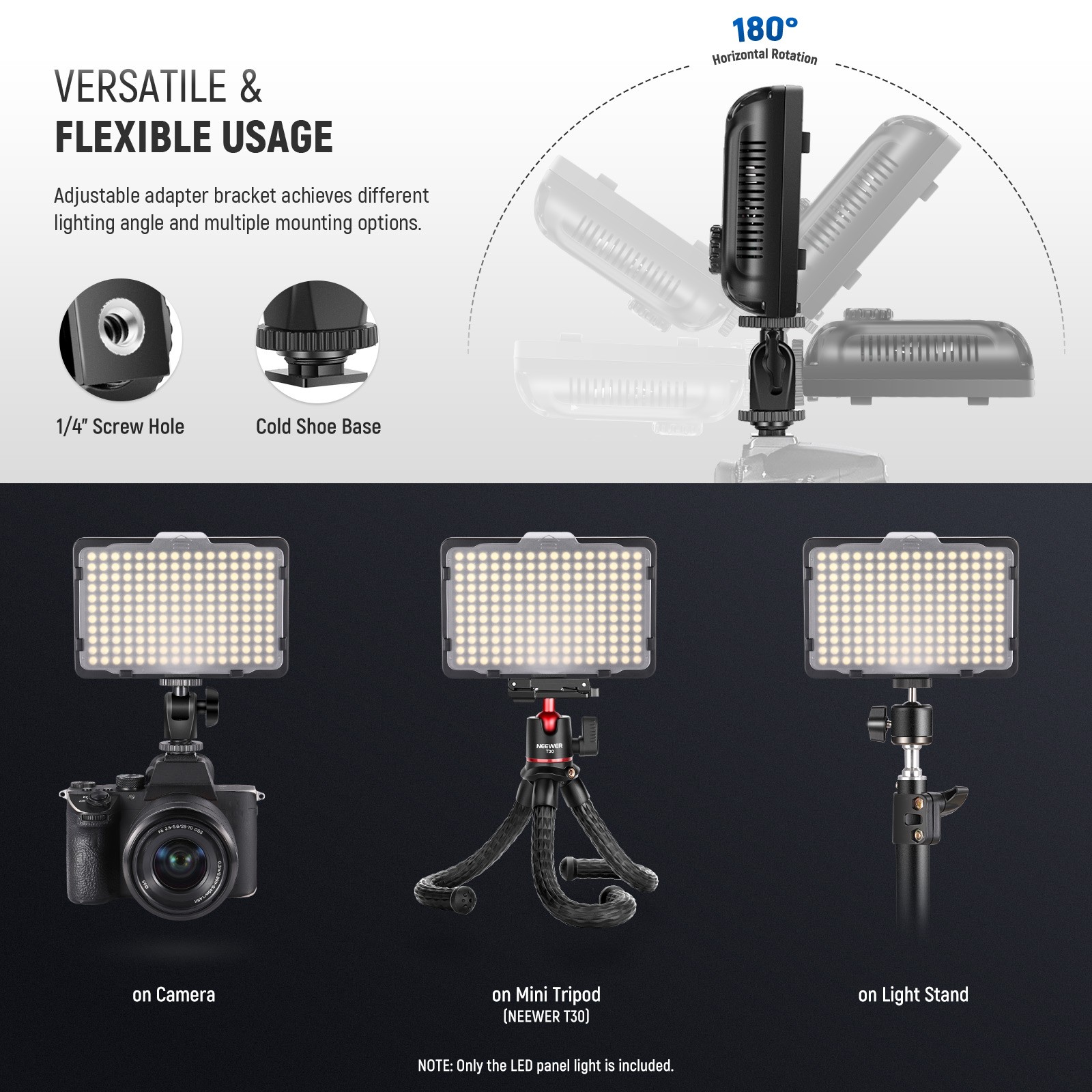 Neewer 176 LED Dimmable Video Light 5600K with 14 Thread for DSLR Cameras