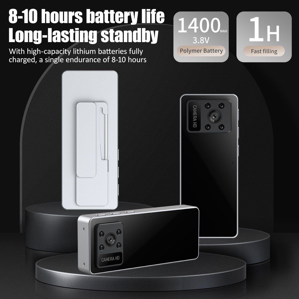 2K HD Badge Camera Body-Worn Work Recorder with Built-in Wi-Fi Hotspot 1400 Mah