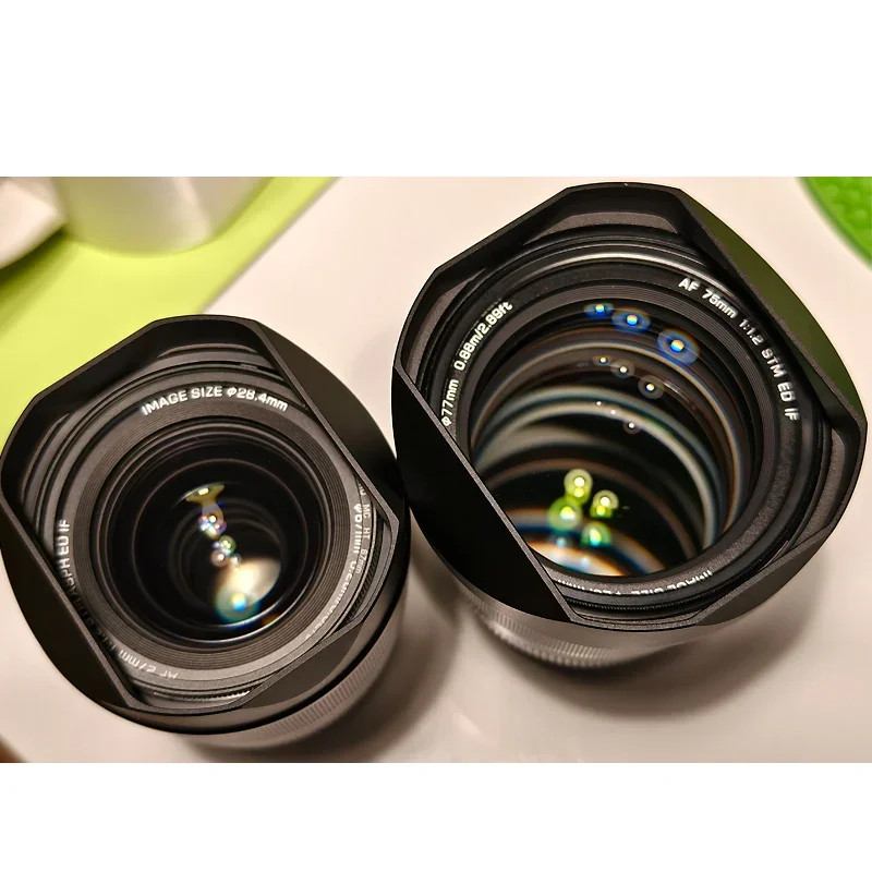 For Viltrox 75mm F1.2Pro 27mm F1.2 Pro Bayonet Metal Square Lens Hood With Cap
