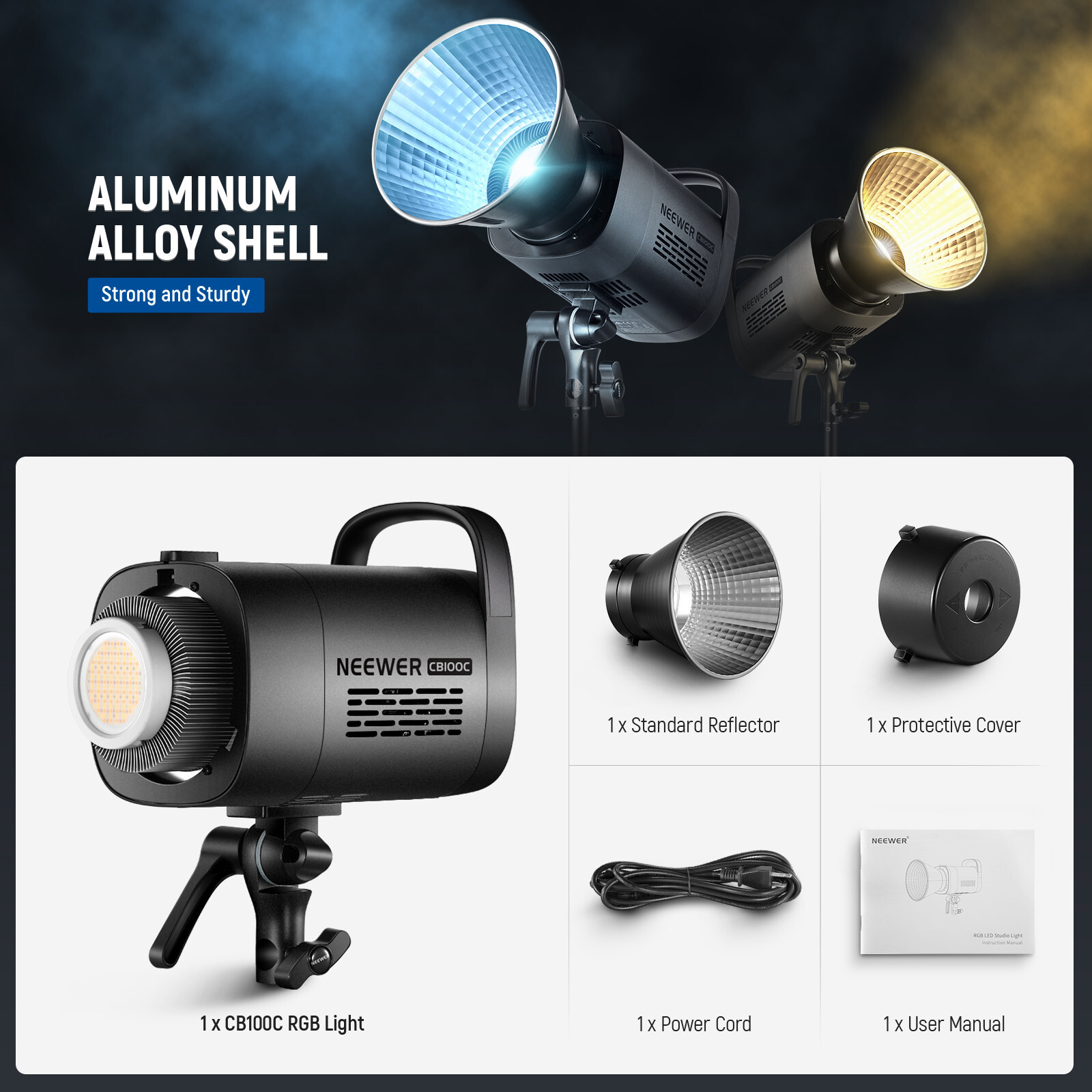 NEEWER CB100C APP Control 360°Full Color 130w RGB LED Continuous Video Light