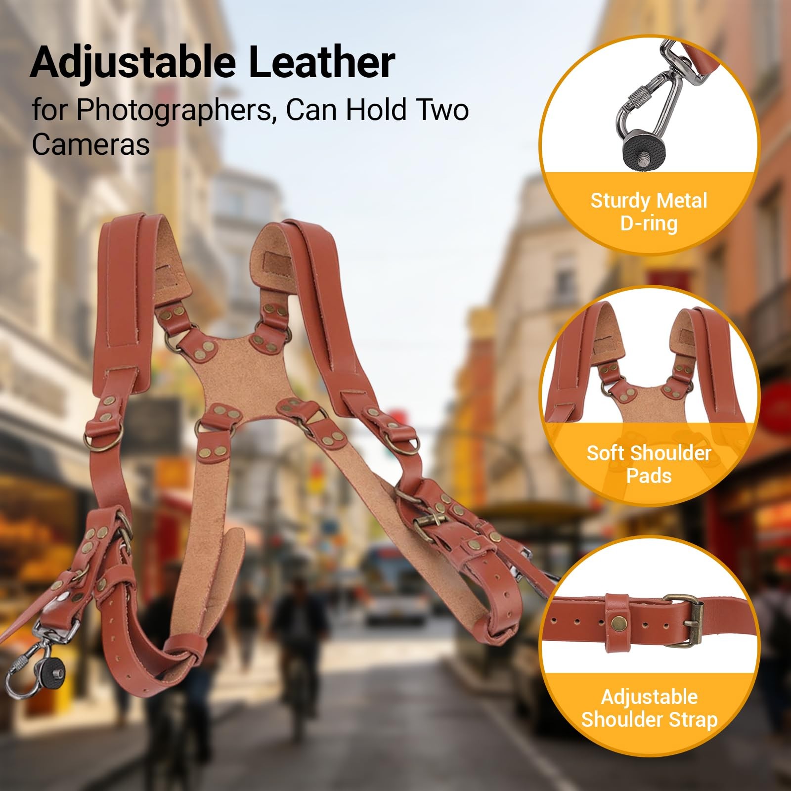 Jerliflyer Double Camera Harness, Quick Release Adjustable Leather Camera Har…