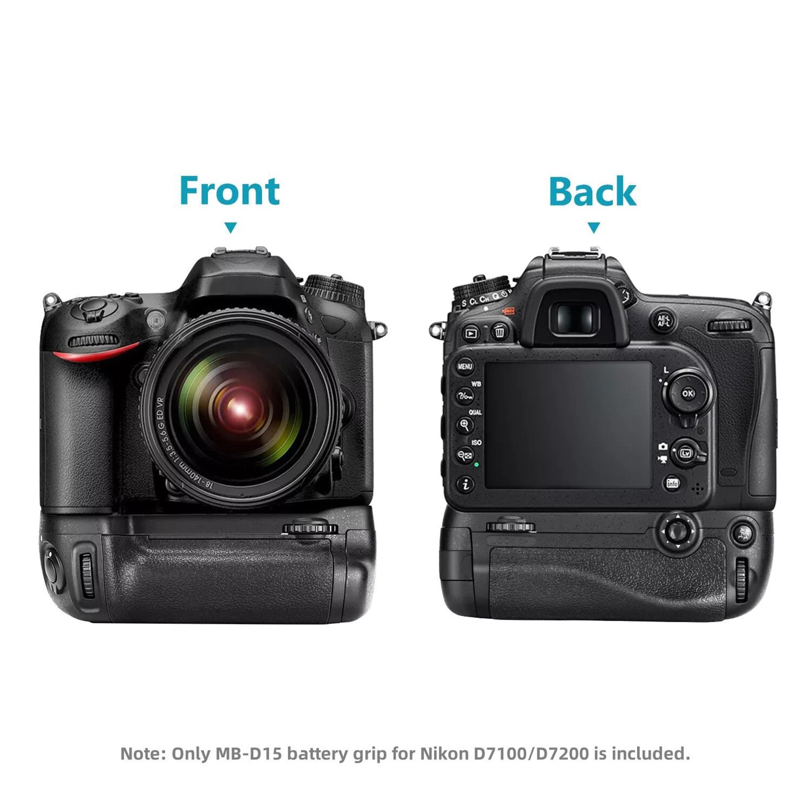 New MB-D15 Vertical Battery Grip Replacement For Nikon D7100 D7200 Cameras