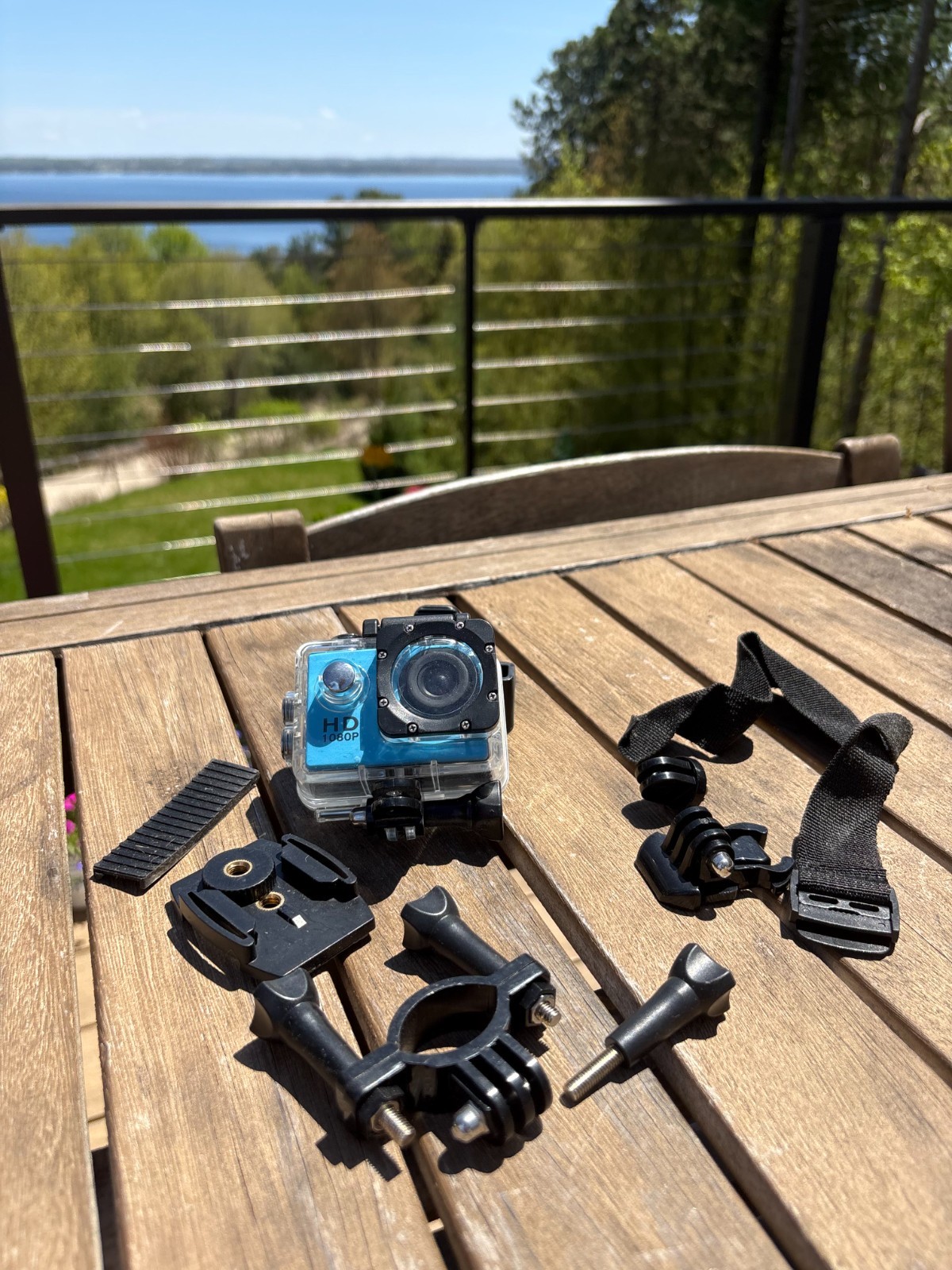 Title: Blue HD 1080p Action Camera – Waterproof Housing & Helmet/Bike Mounts Inc