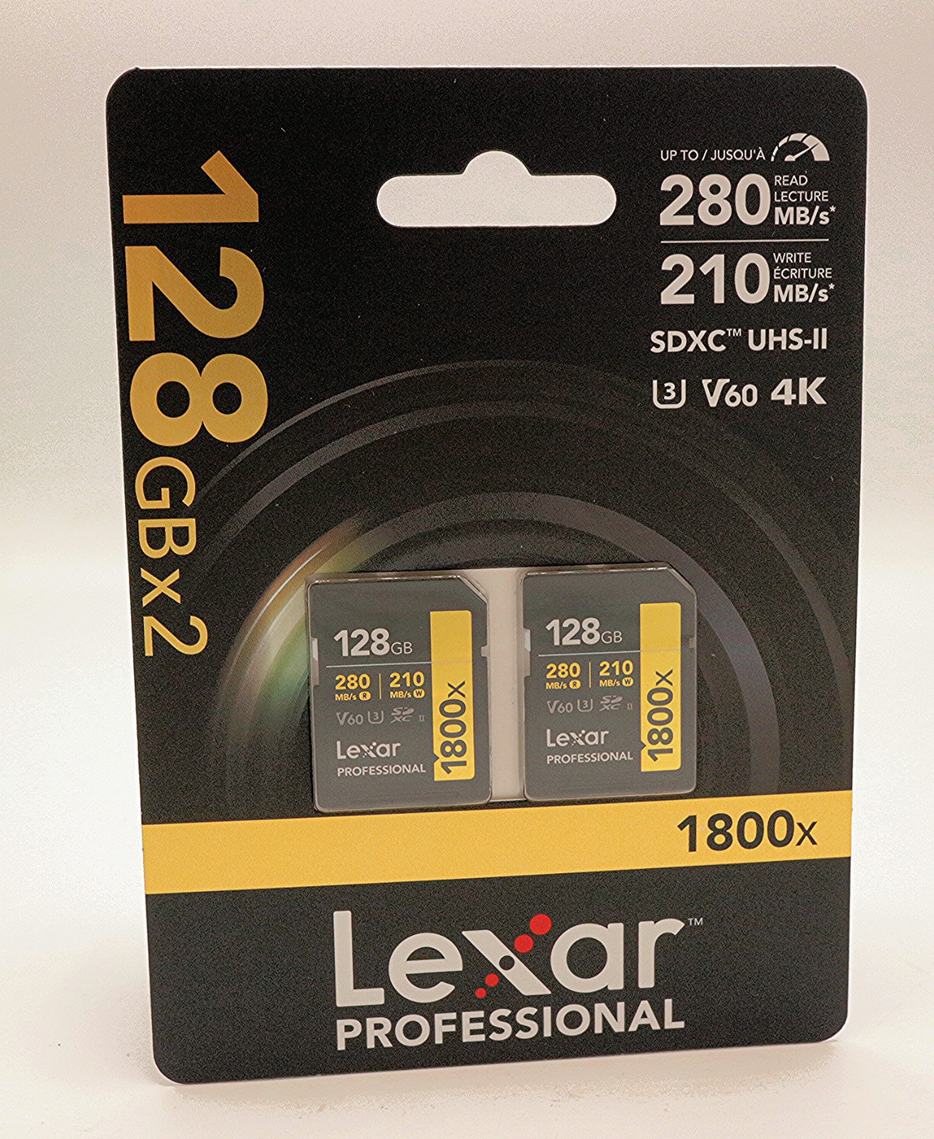 Lexar 128GBx2 Professional 1800x SDXC Card V60, GOLD Series Full HD, 4K 2 PACK!!