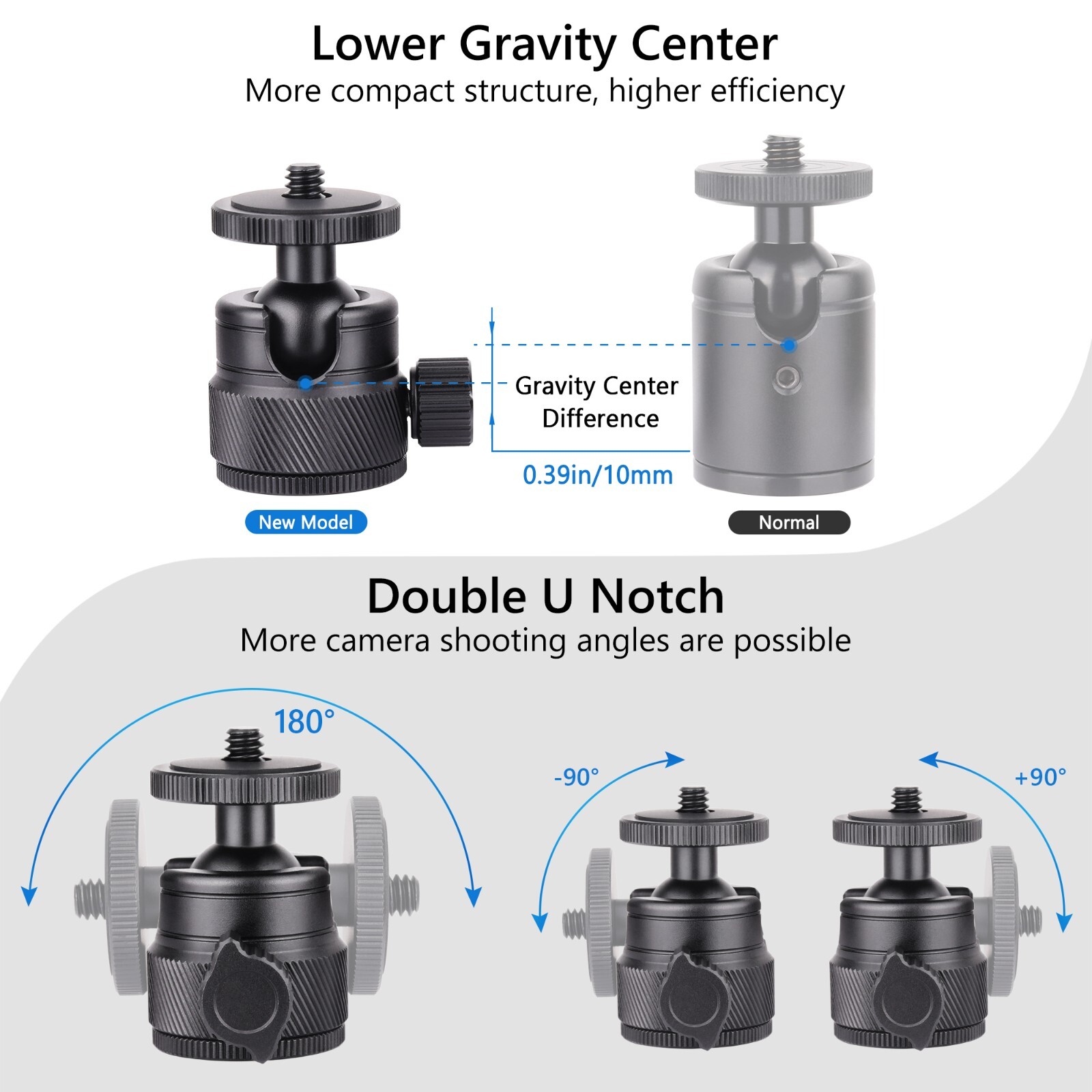2Pcs Mini Ball Head 1/4″ Screw Mount Bracket Holder 360° Swivel Camera Tripod