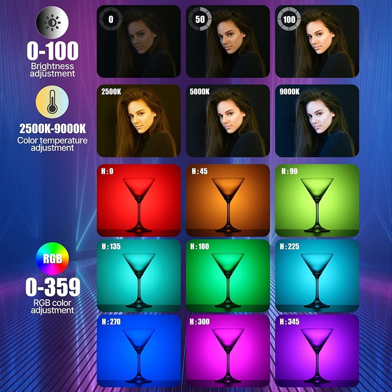 Ulanzi VL110 Portable RGB LED Video Light Tube Lamp Wand Fill Stick 2500K-9000K
