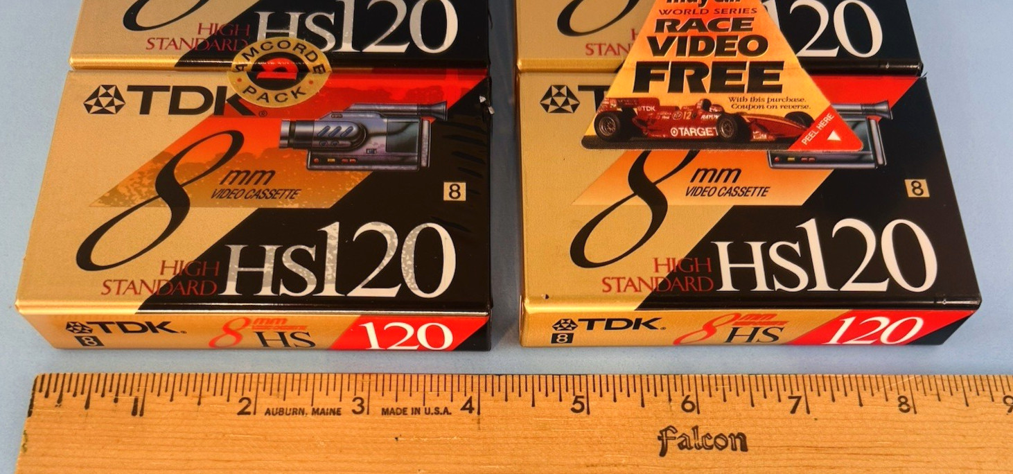 TDK HS120 ~ 8mm Video Cassettes ~ Lot of 4 SEALED