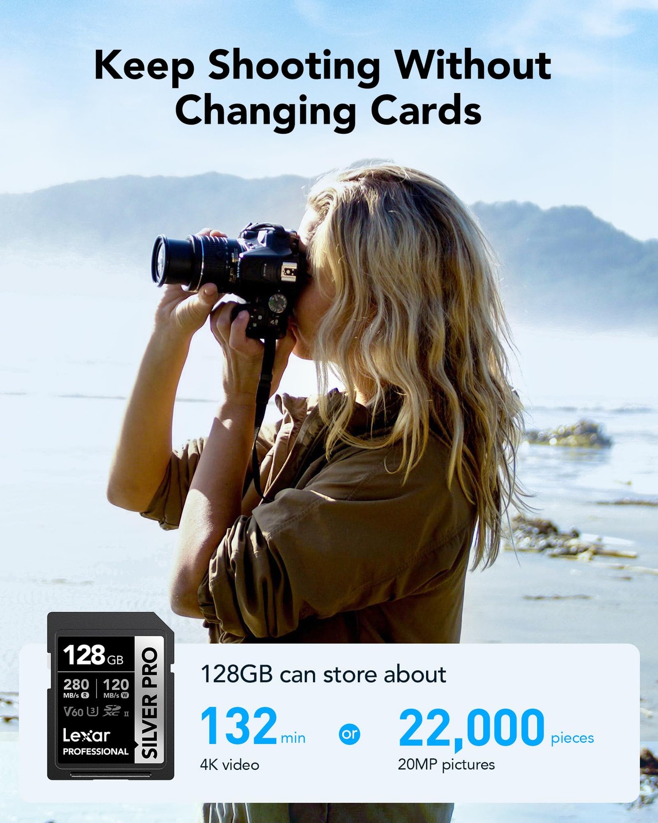 128GB (2-PK) Professional SILVER PRO SD Card, UHS-II, C10, U3, V60, Full HD, …