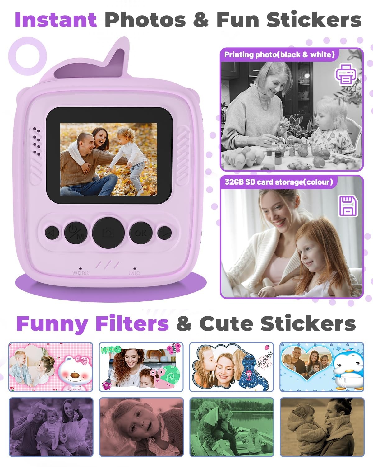 Instant Print for 3-12 Years, Thermal Print Toy is a Surprise Gift for Girls …