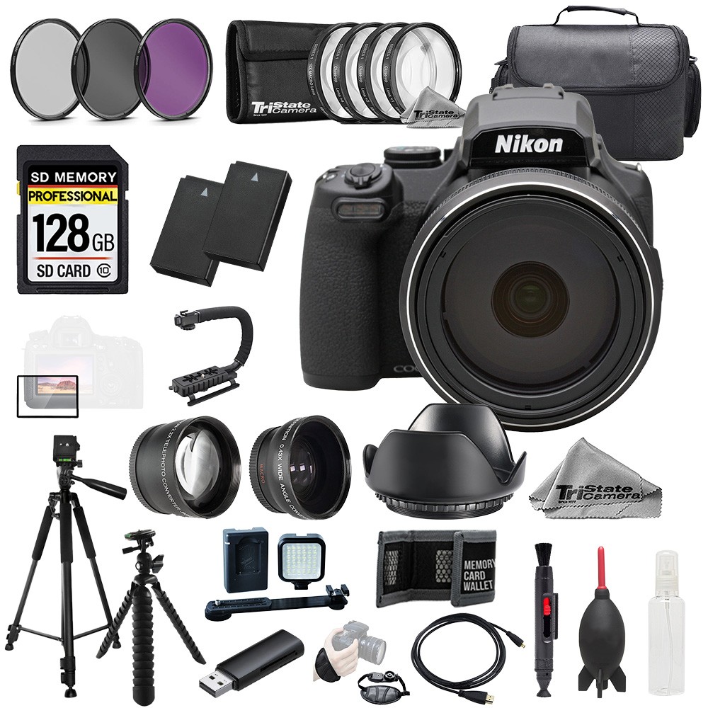 Nikon COOLPIX P1100 Digital Camera+128GB+Ext Bat+9 PC Filtr MEGA Kit