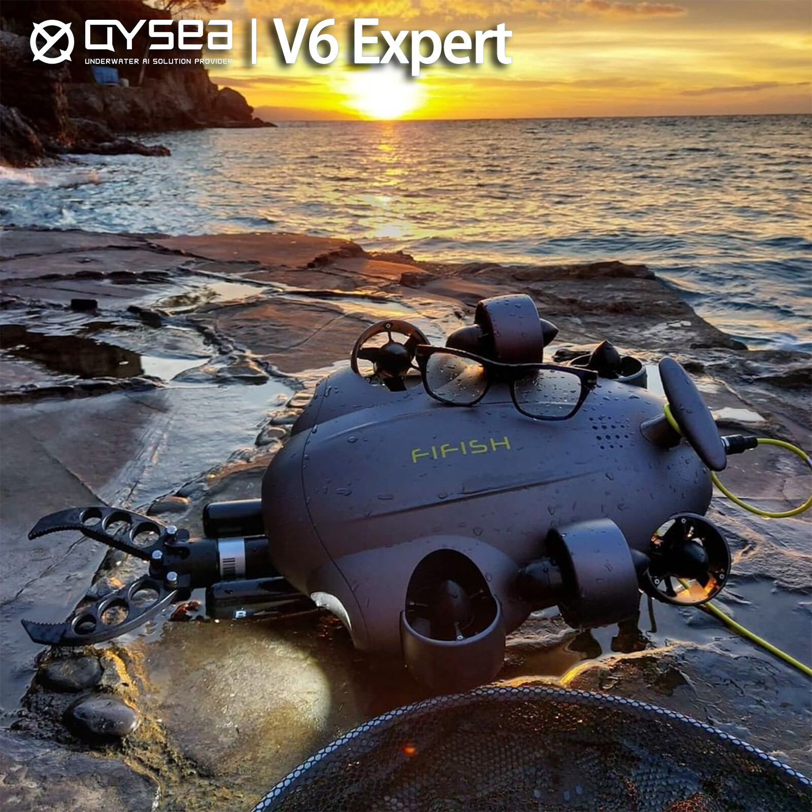 QYSEA FIFISH V6 Expert industrial Underwater ROV 200m Depth Dual 4K Q-Interface